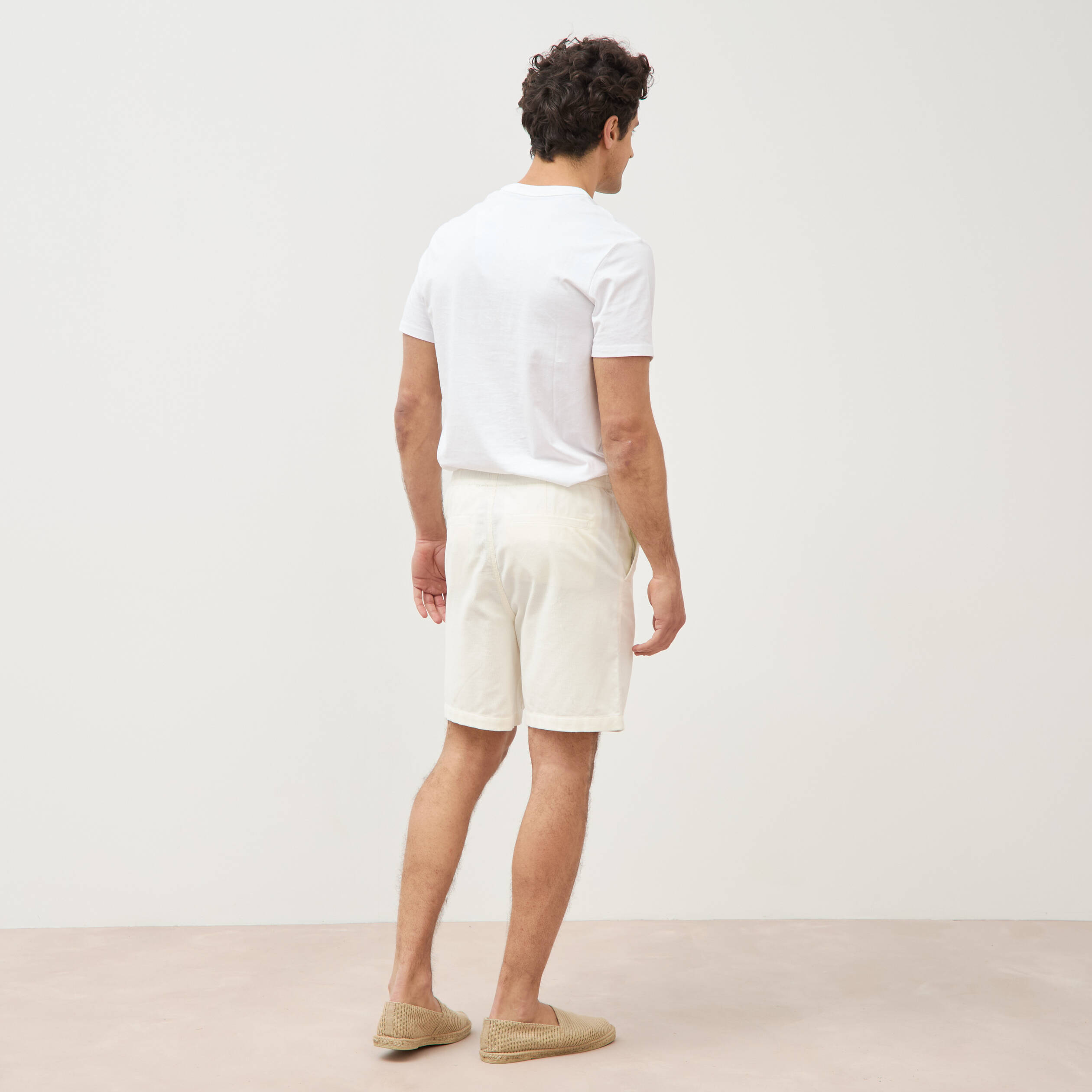 Bermuda en velours ecru homme