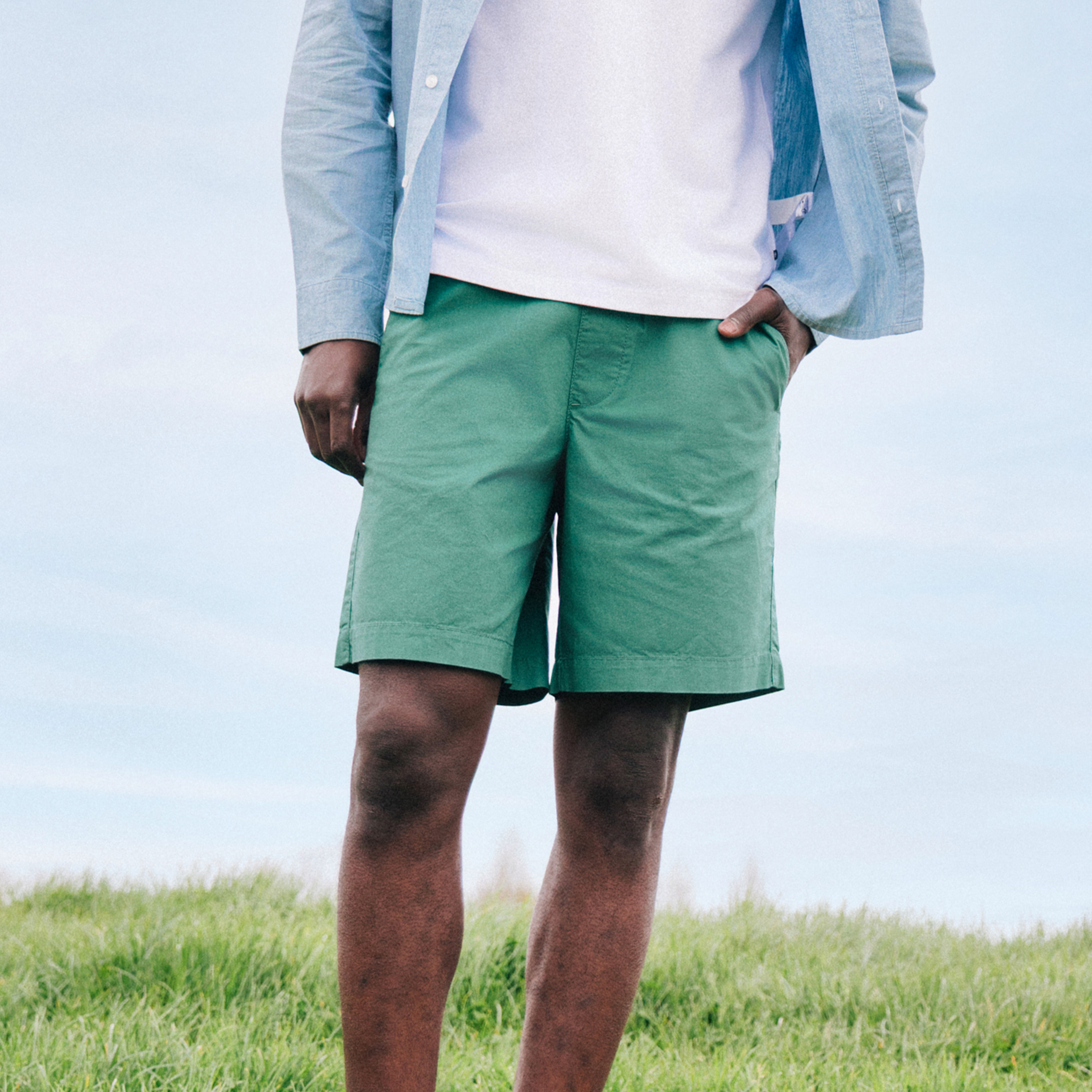 Bermuda en coton vert &eacute;meraude homme