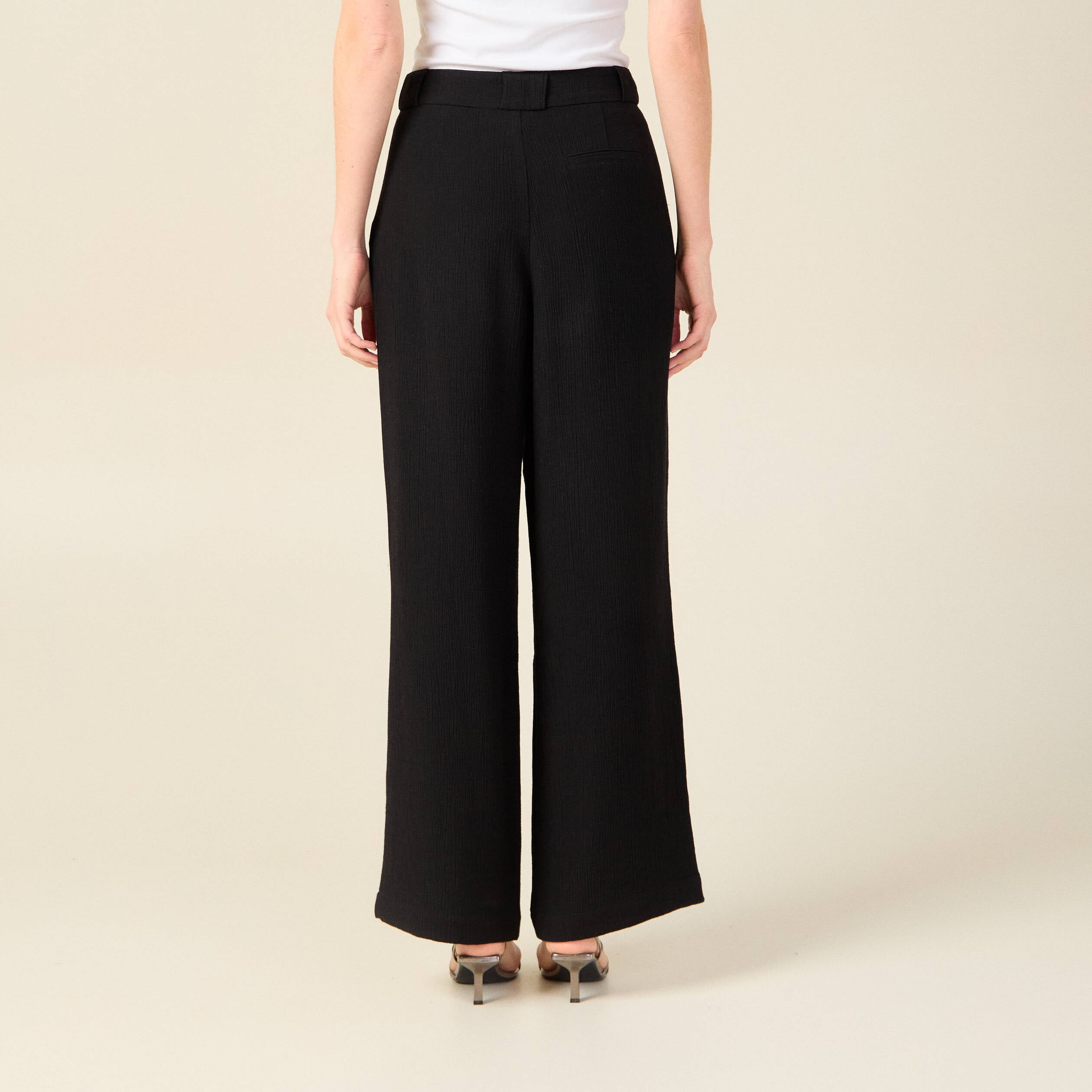 Pantalon large fluide noir femme