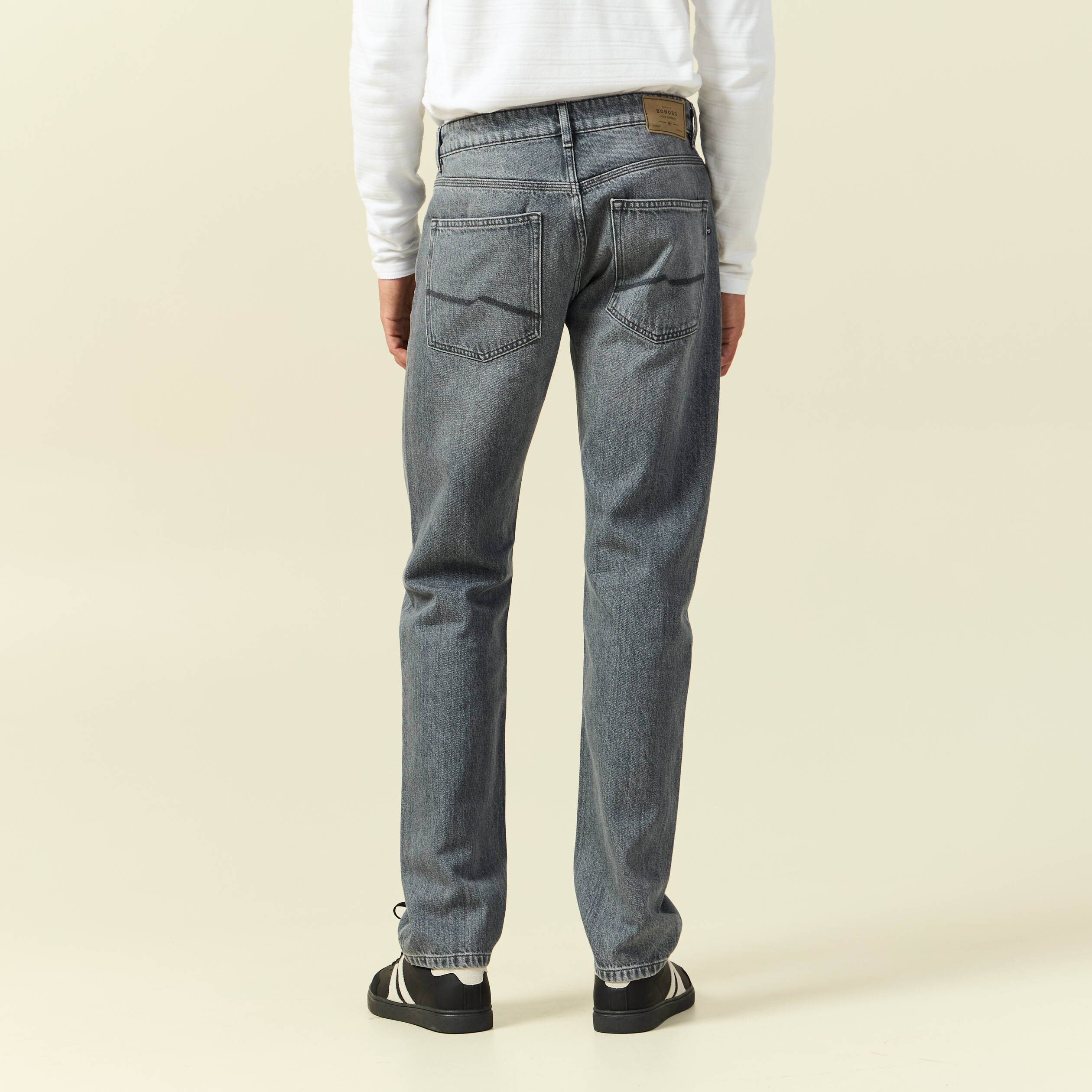 Jeans straight longueur 34 bleu gris homme