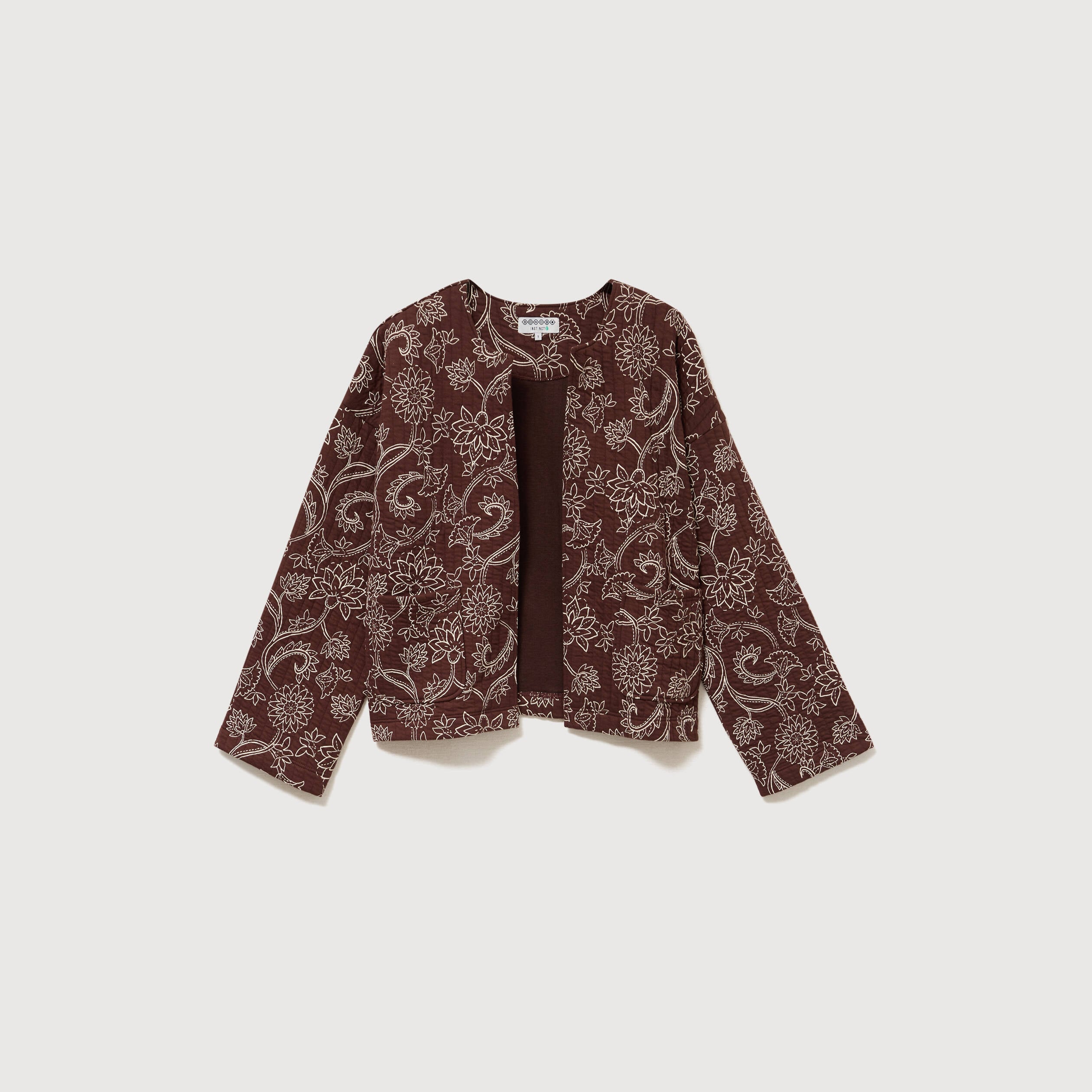 Gilet matelass&eacute; col rond marron femme