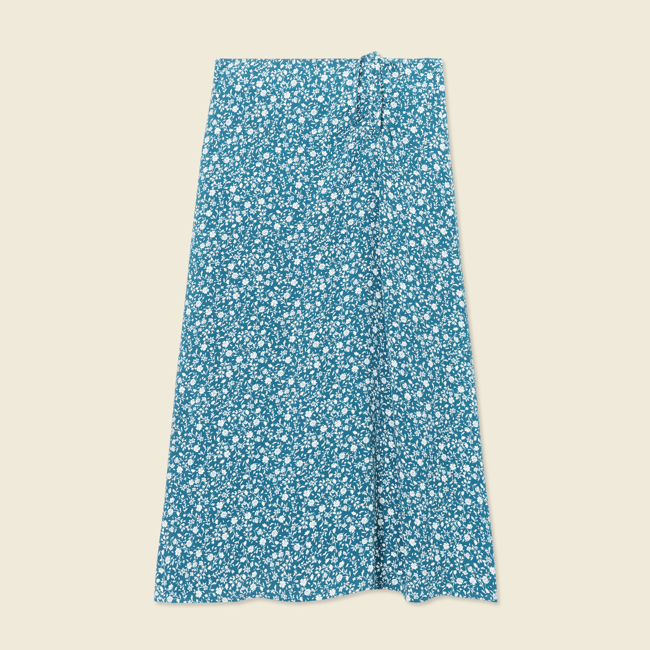Jupe longue portefeuille bleu femme