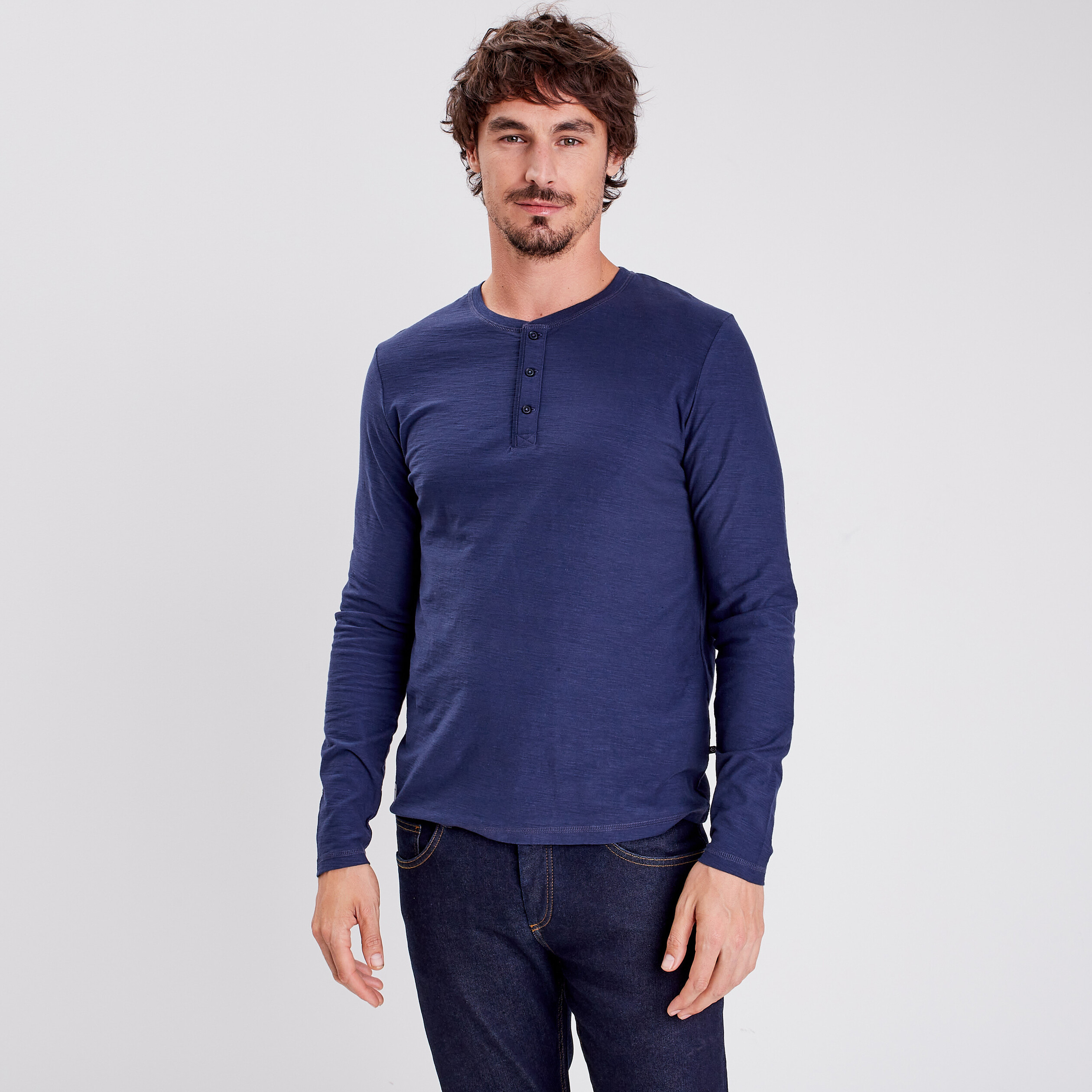 T-shirt manches longues bleu marine homme