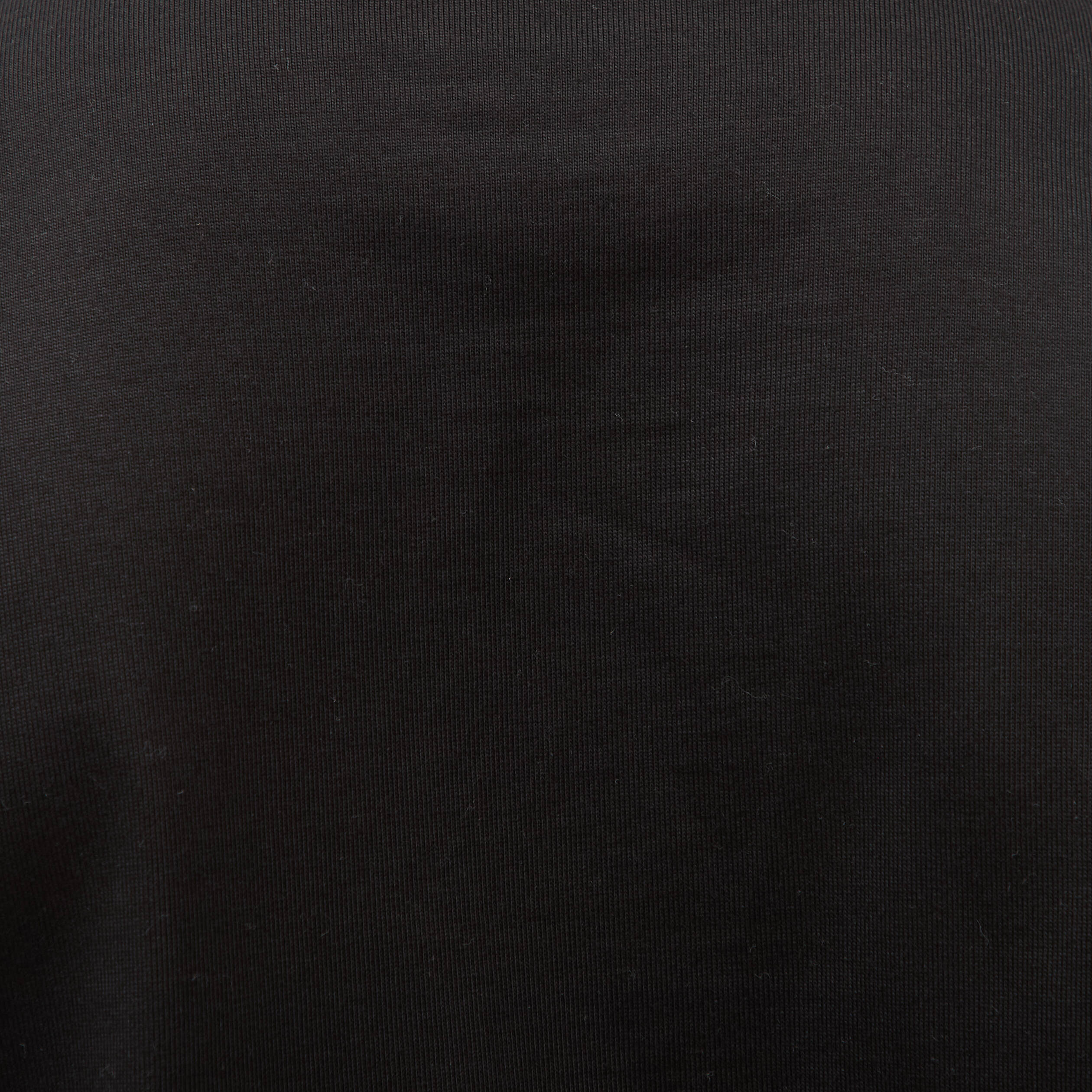 T-shirt droit en coton col ras du cou noir homme