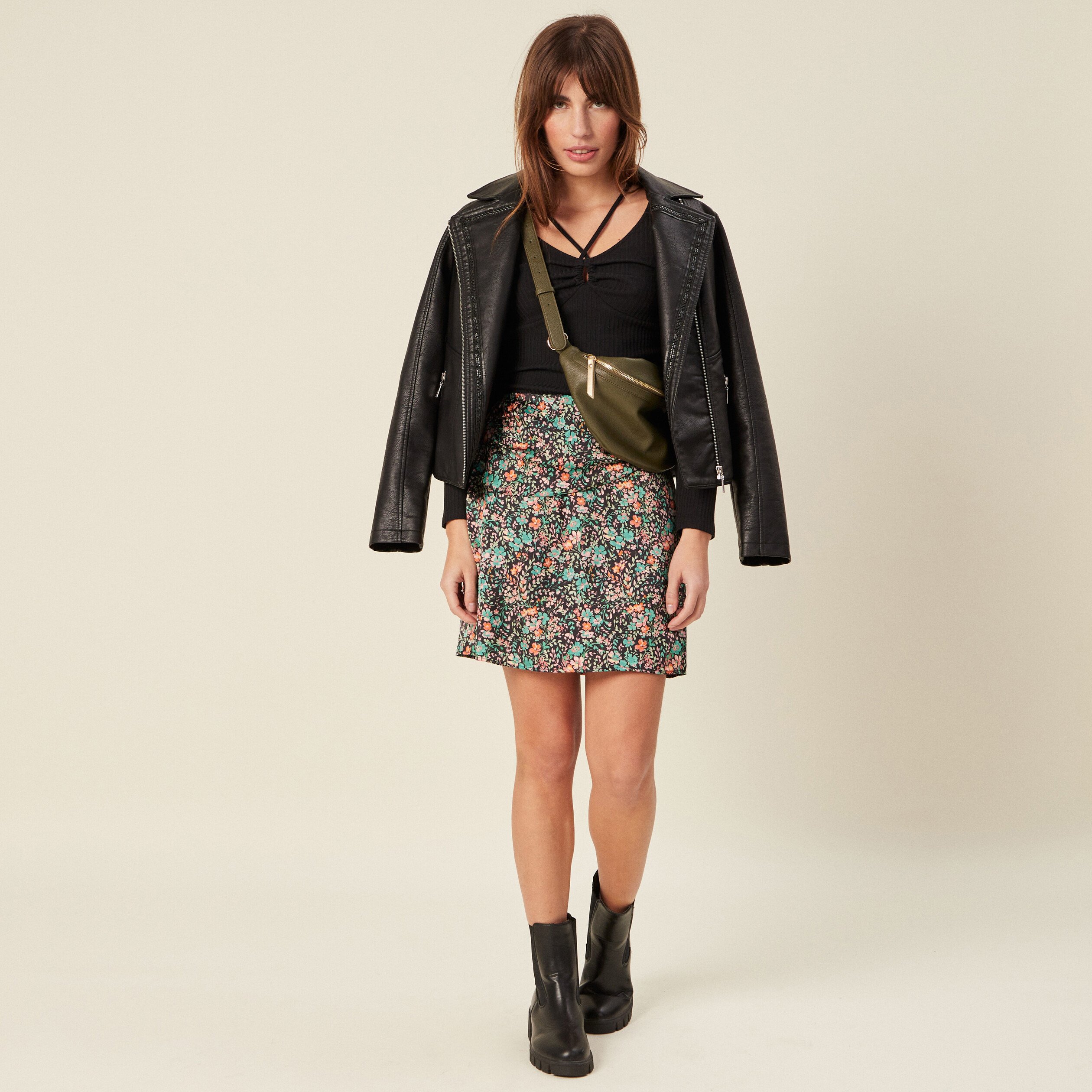 jupe drapee courte noir femme Jupe drapée courte noir femme