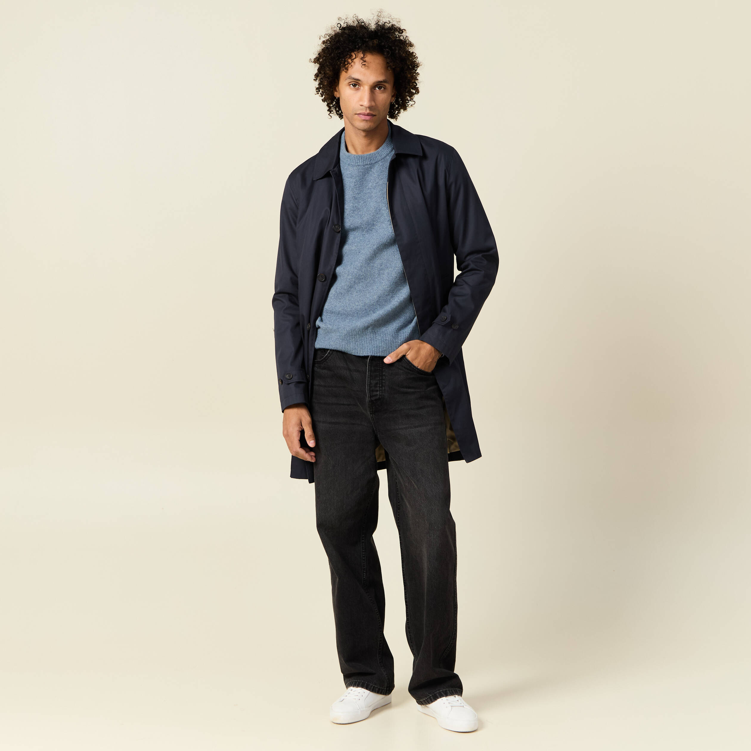pull manches longues col rond bleu gris homme Pull manches longues col rond bleu gris homme