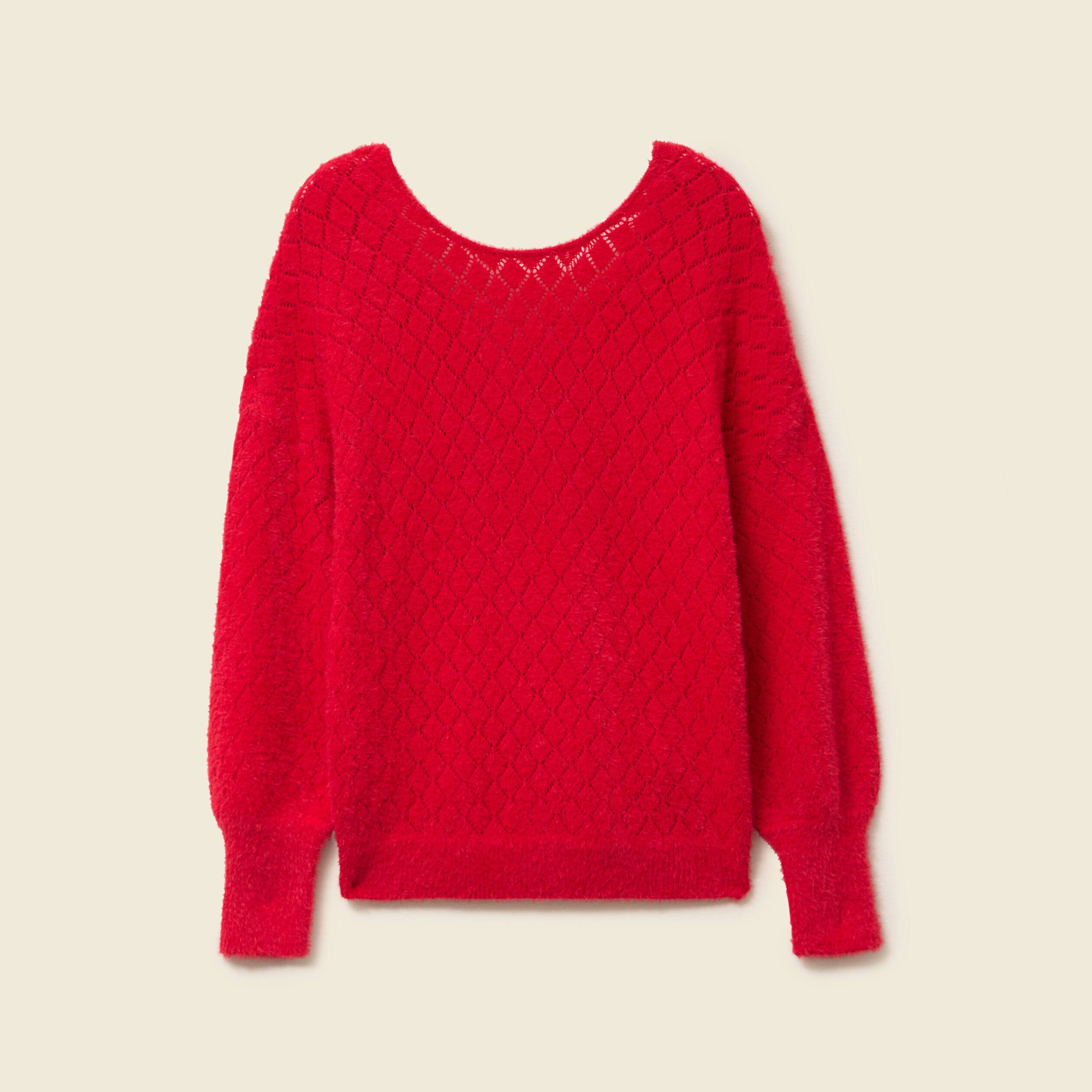 Pull manches longues rouge femme