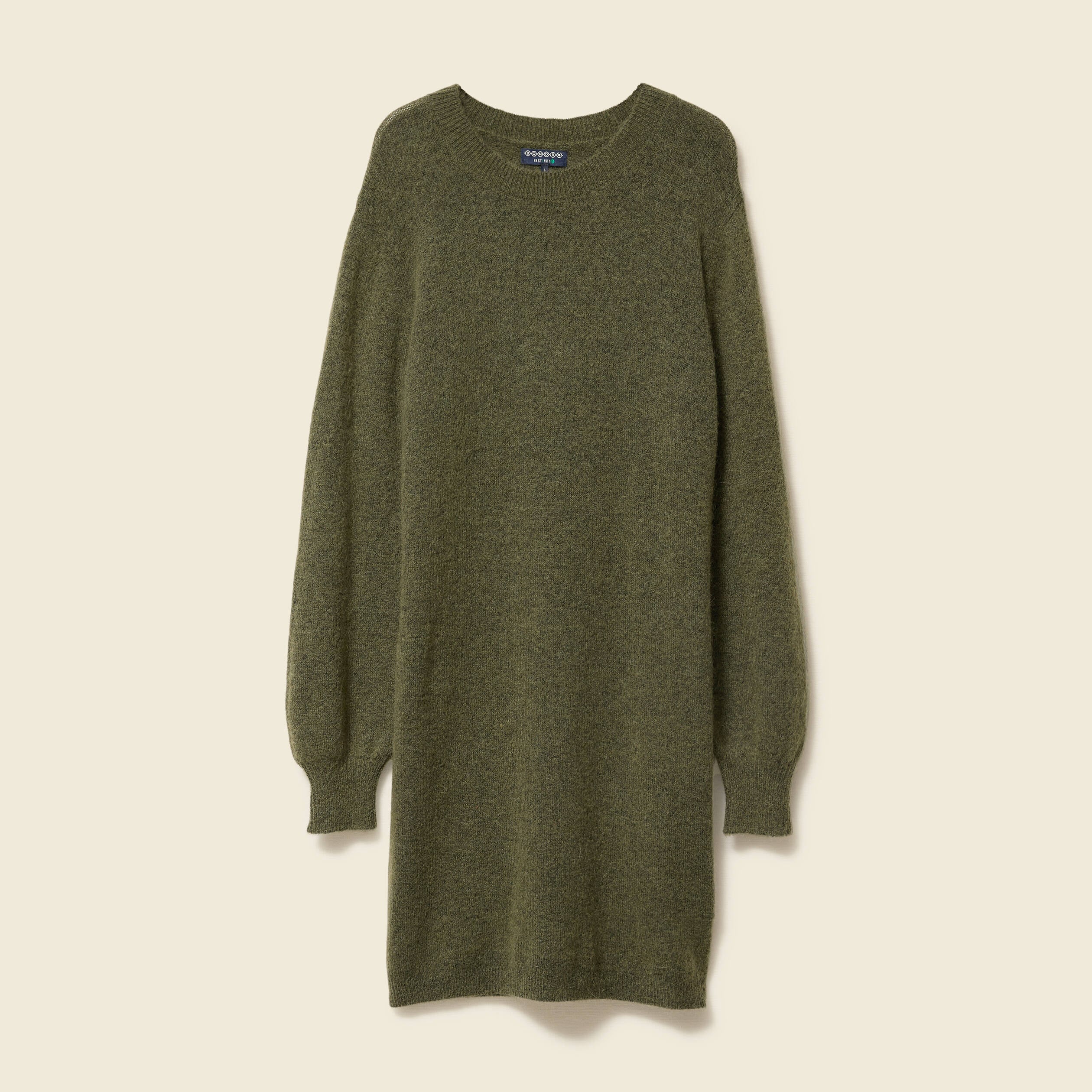 Robe manches longues vert kaki femme