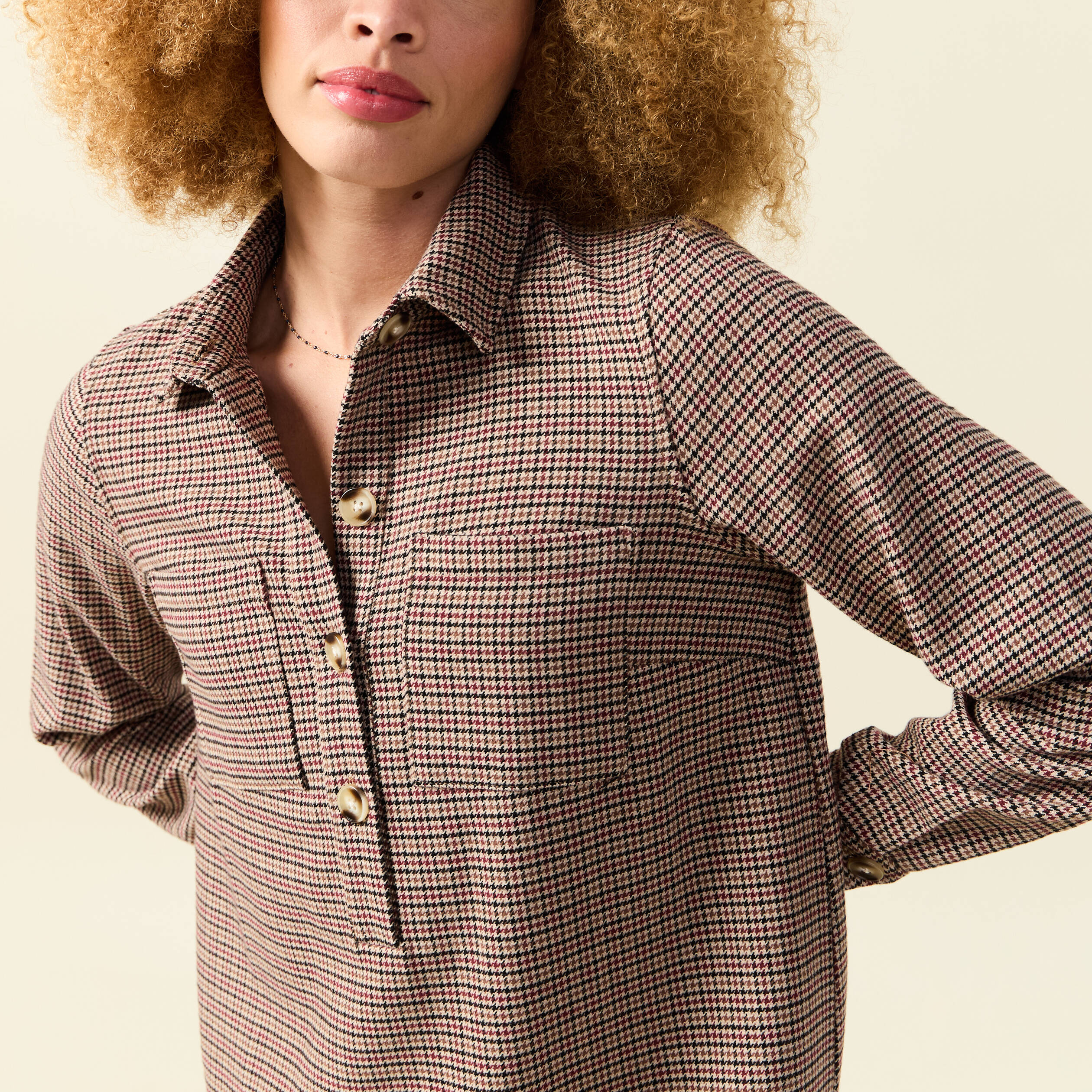 Robe manches longues beige femme