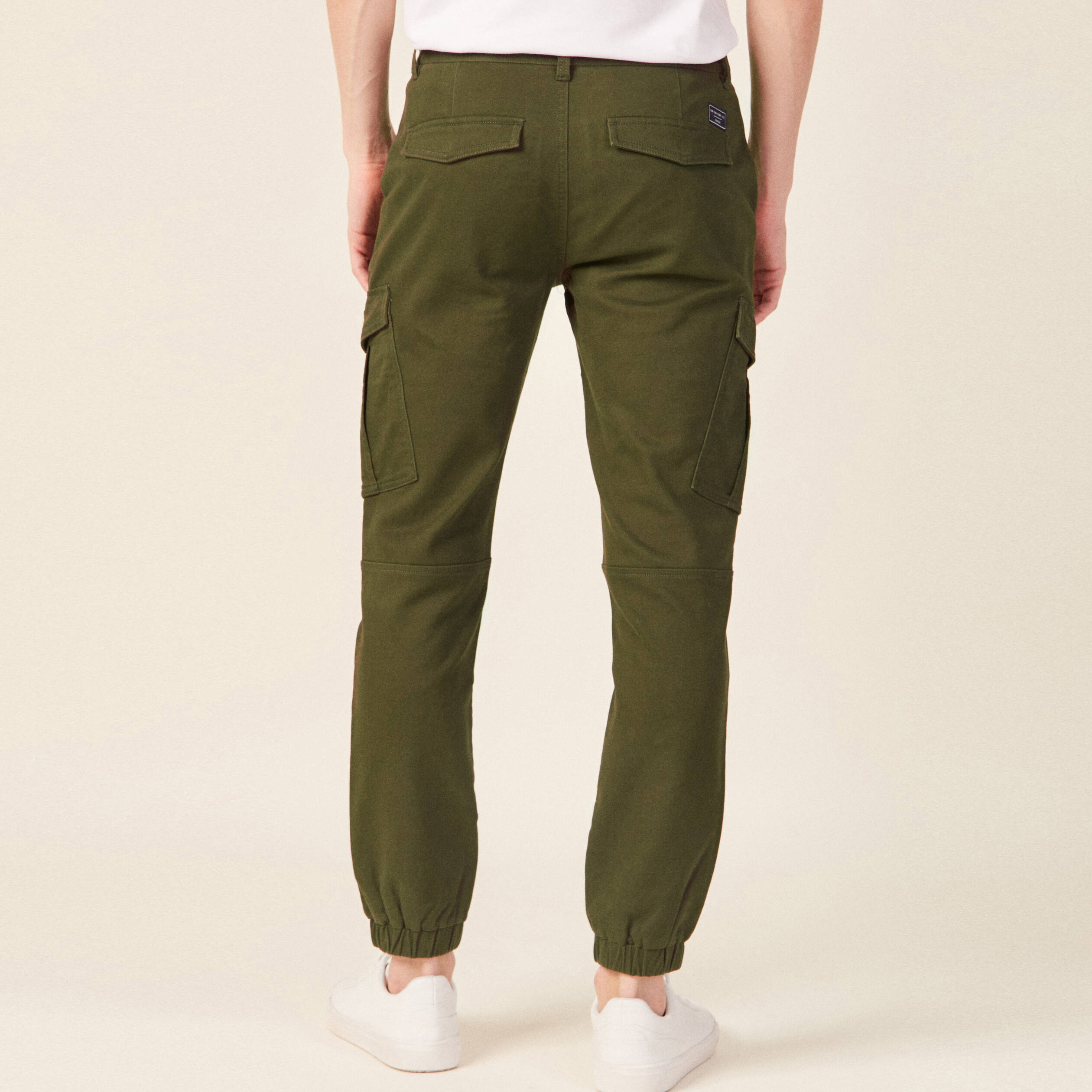 Pantalon cargo taille cordon vert kaki homme Bonobo