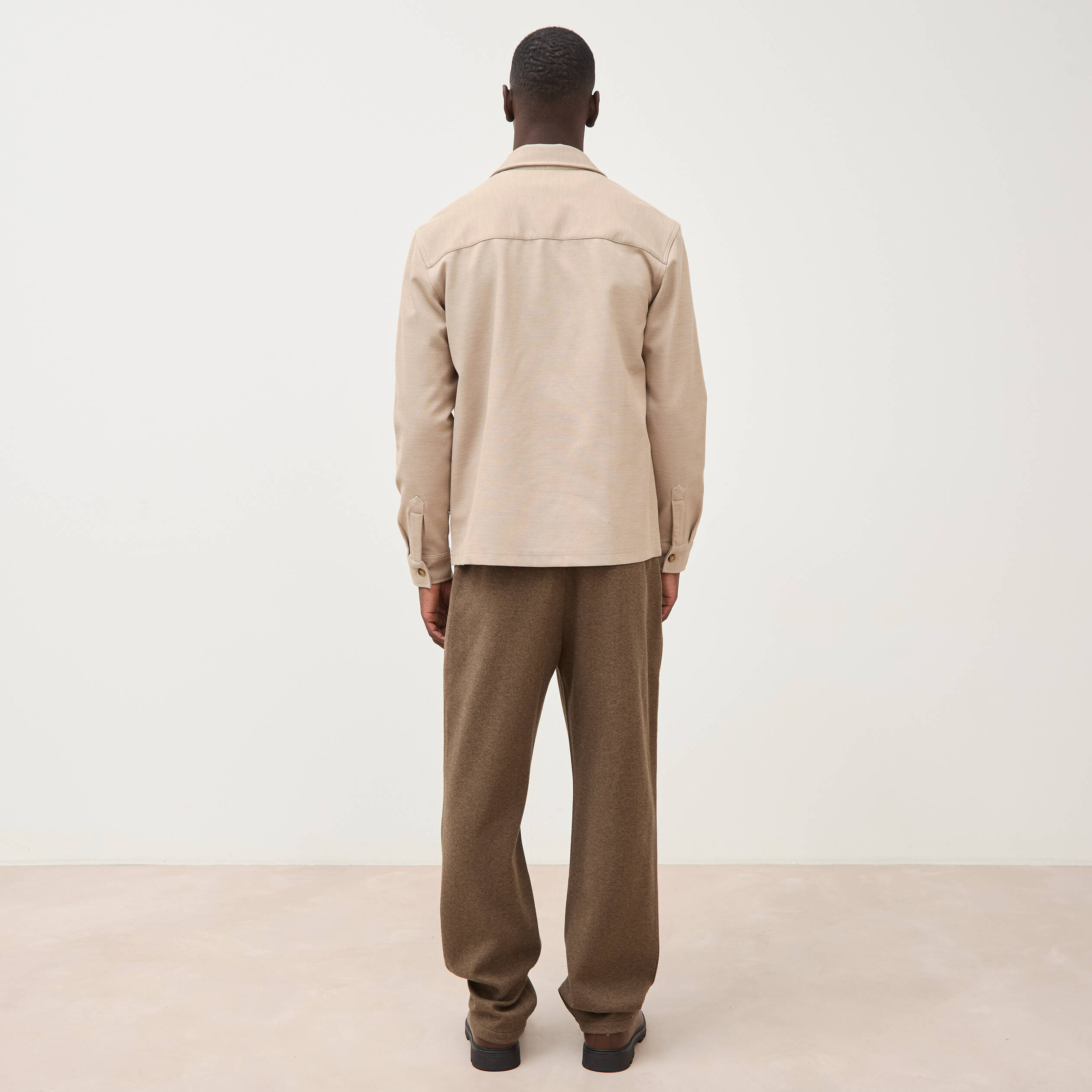 Surchemise droite col am&eacute;ricain beige homme