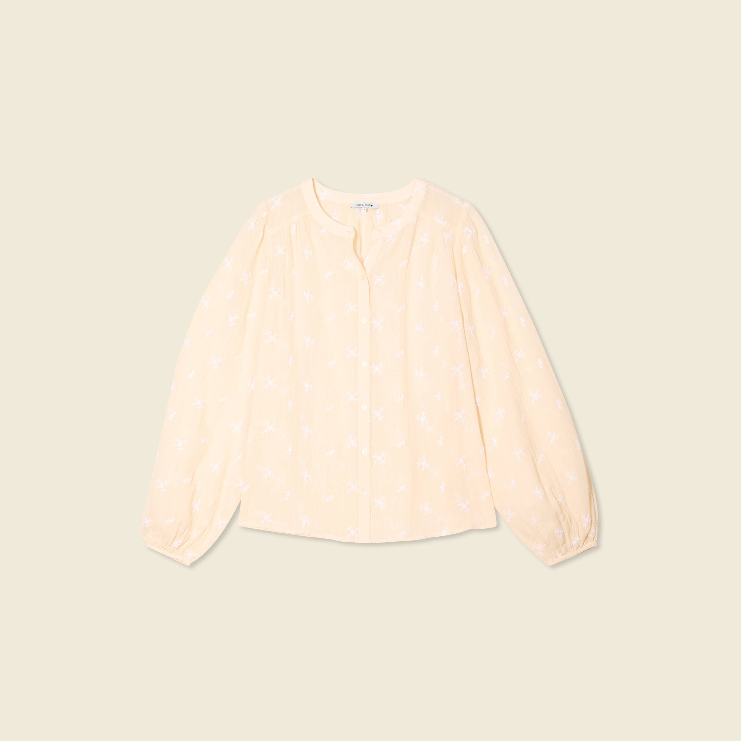 blouse manches longues brodee creme femme Blouse manches longues brodée creme femme