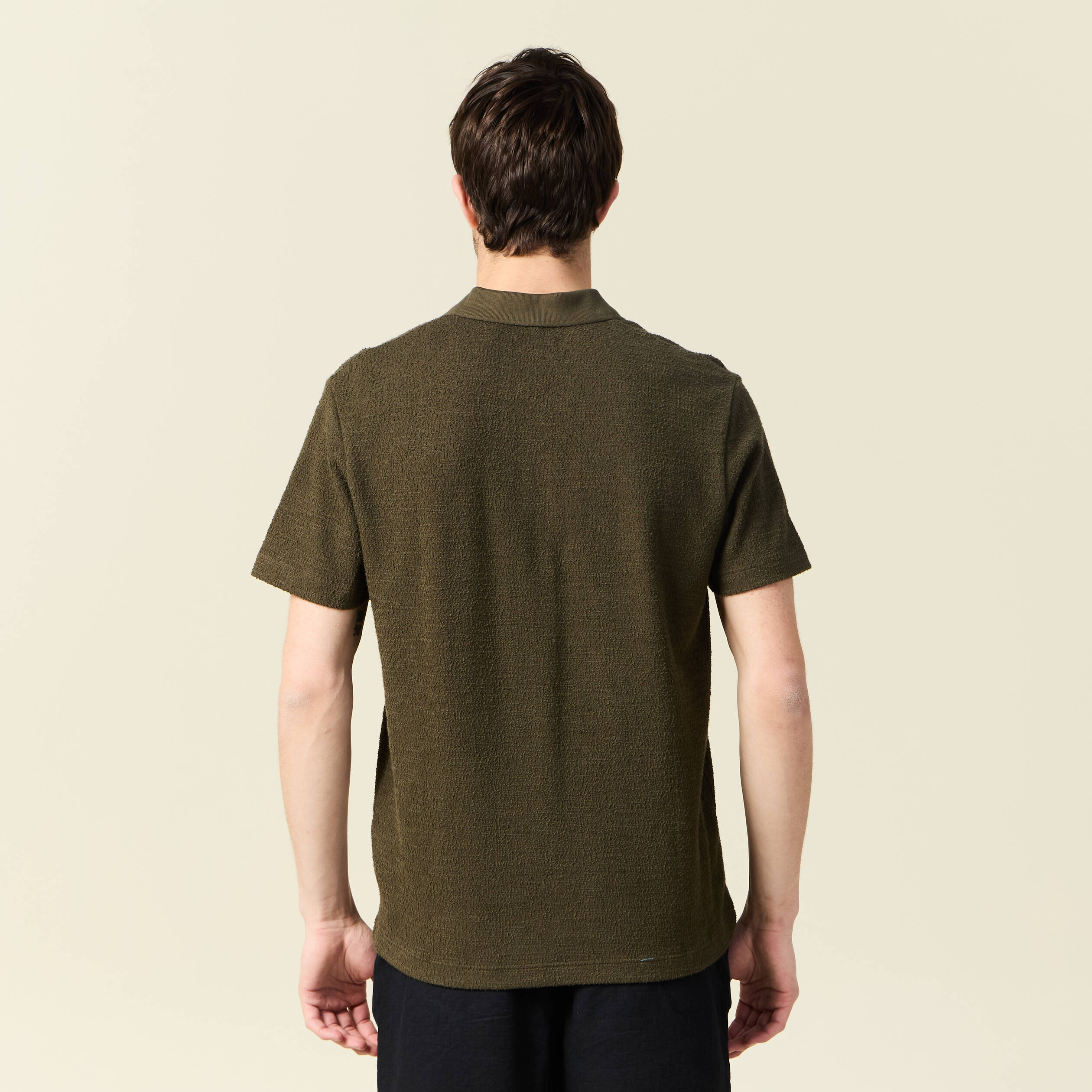 Polo manches courtes vert kaki homme