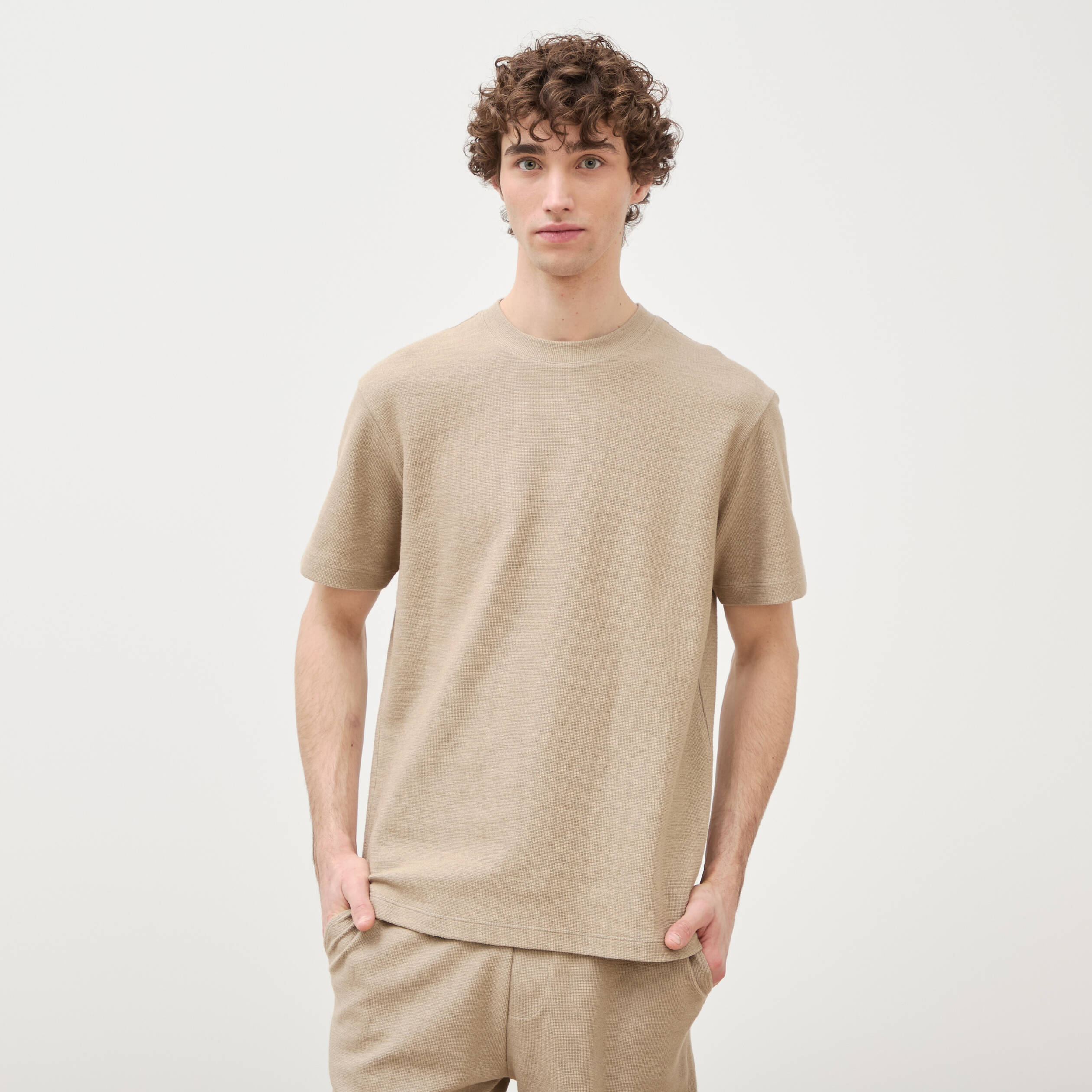 T-shirt manches courtes beige homme