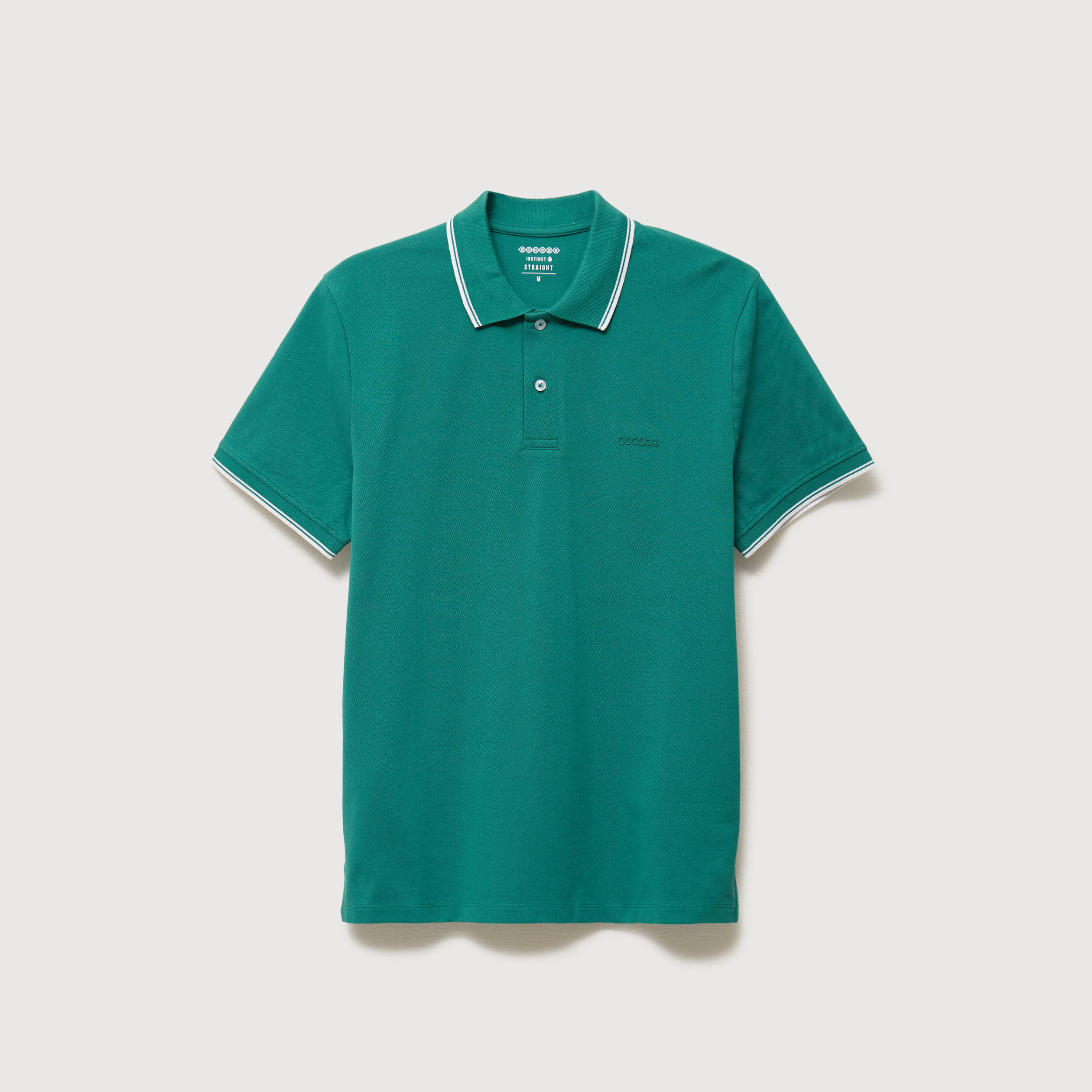 Polo cintr&eacute; en coton manches courtes vert &eacute;meraude homme
