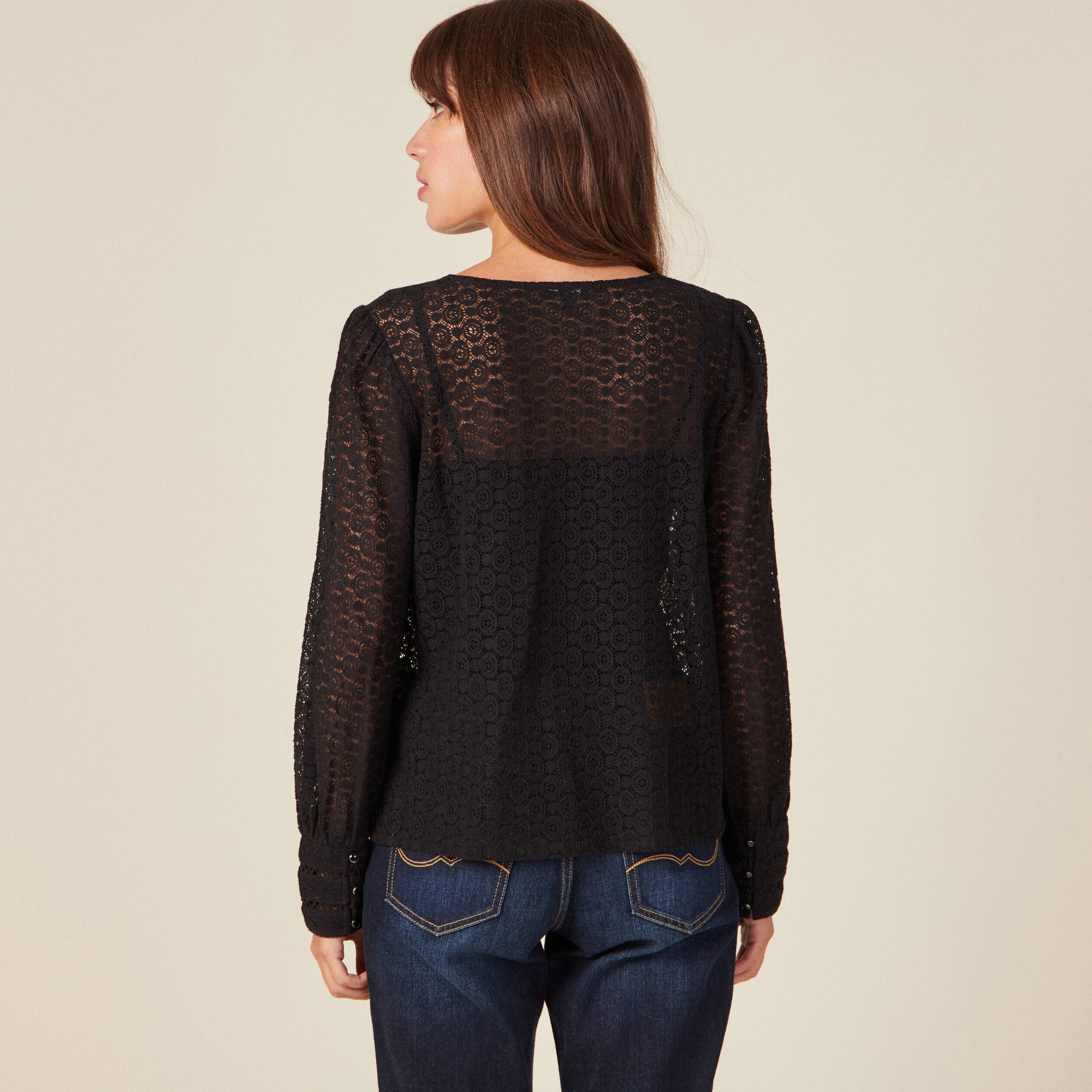 Blouse manches longues noir femme