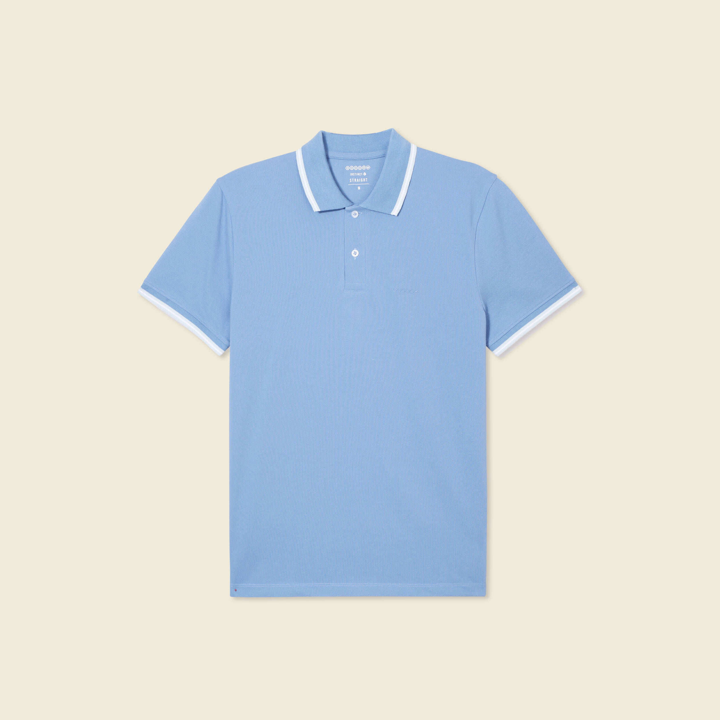 Polo cintr&eacute; en coton manches courtes bleu gris homme