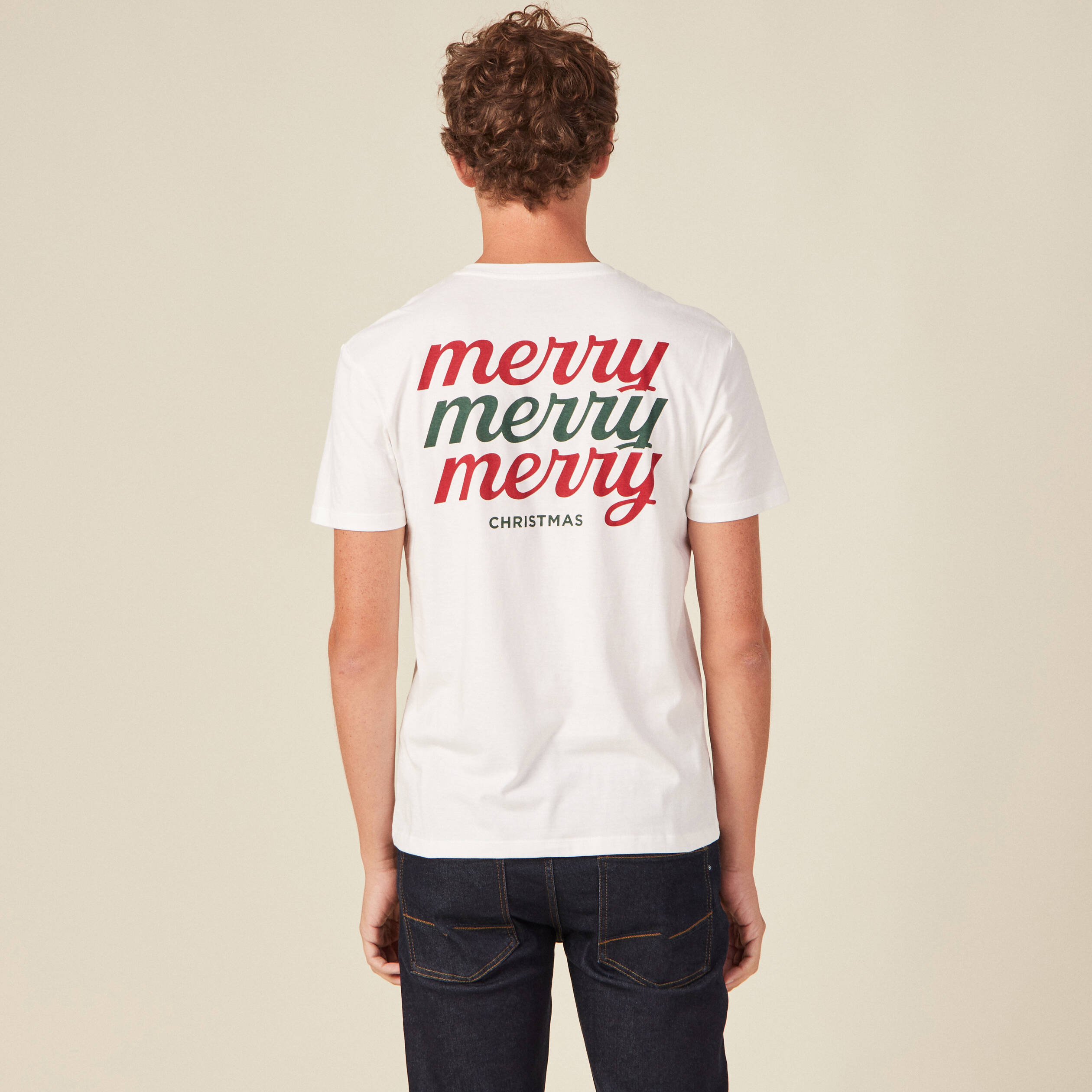 T-shirt manches courtes ecru homme