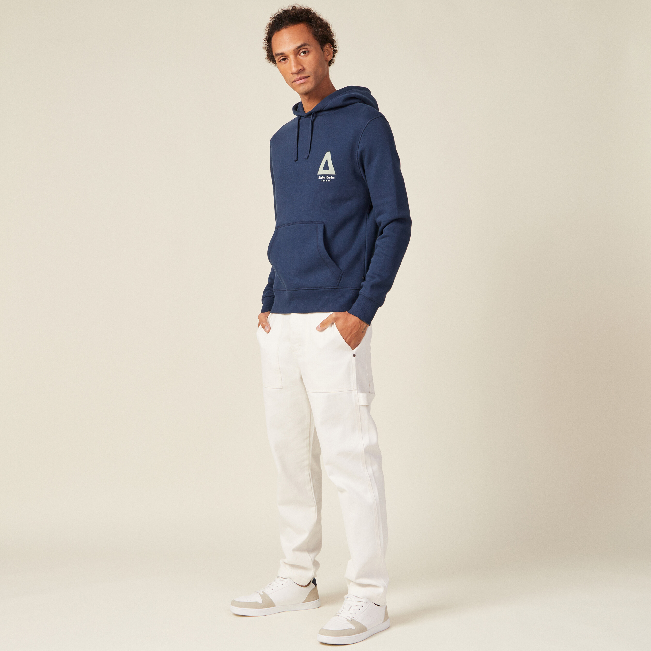 Sweat à capuche bleu marine homme