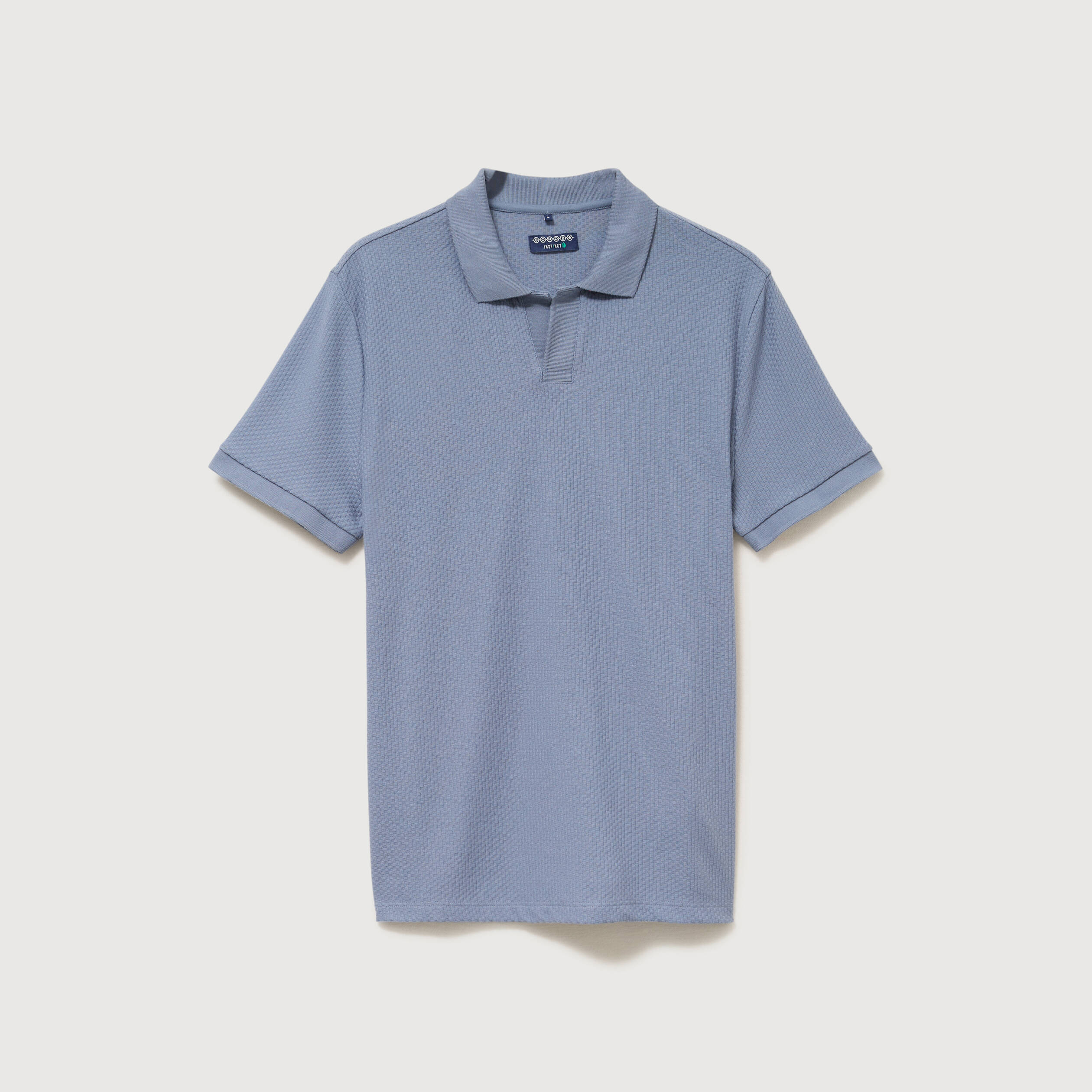 Polo manches coude bleu gris homme