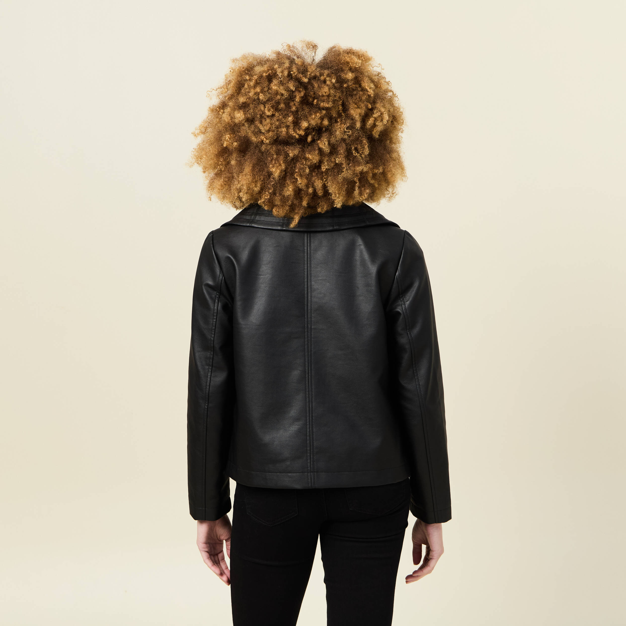 blouson biker simili cuir noir femme Blouson biker simili cuir noir femme