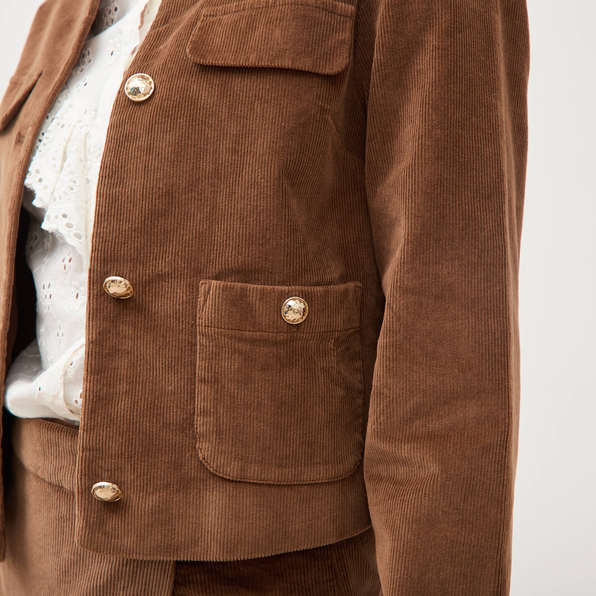 Veste manches longues en velours vieux rose femme