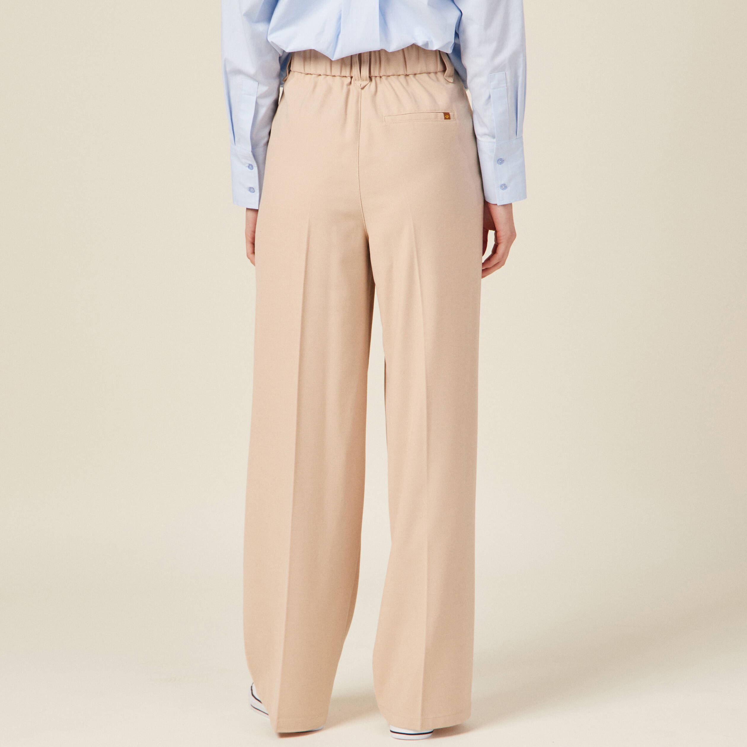 Pantalon city large pinces beige femme Bonobo