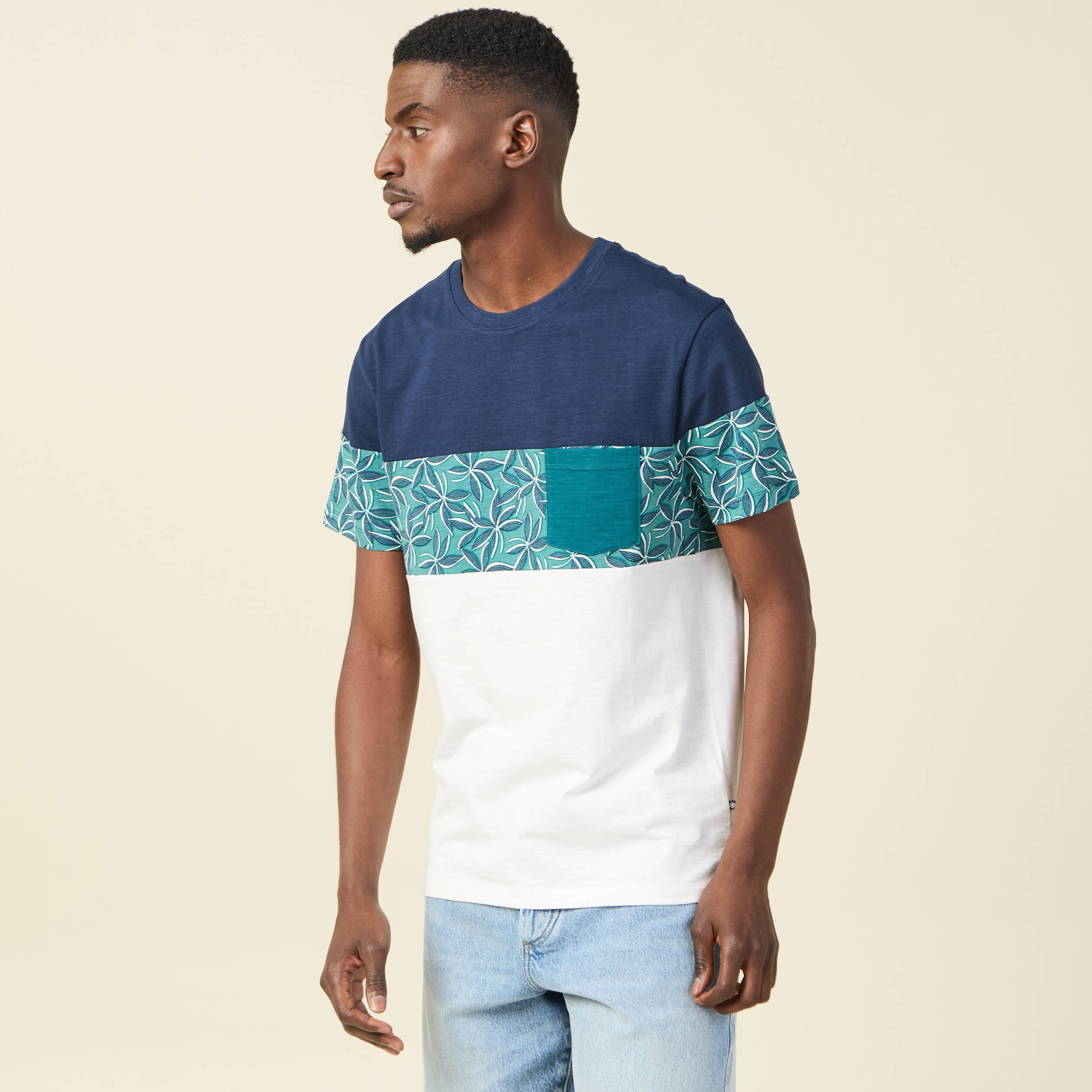 T shirt manches courtes bleu homme Bonobo