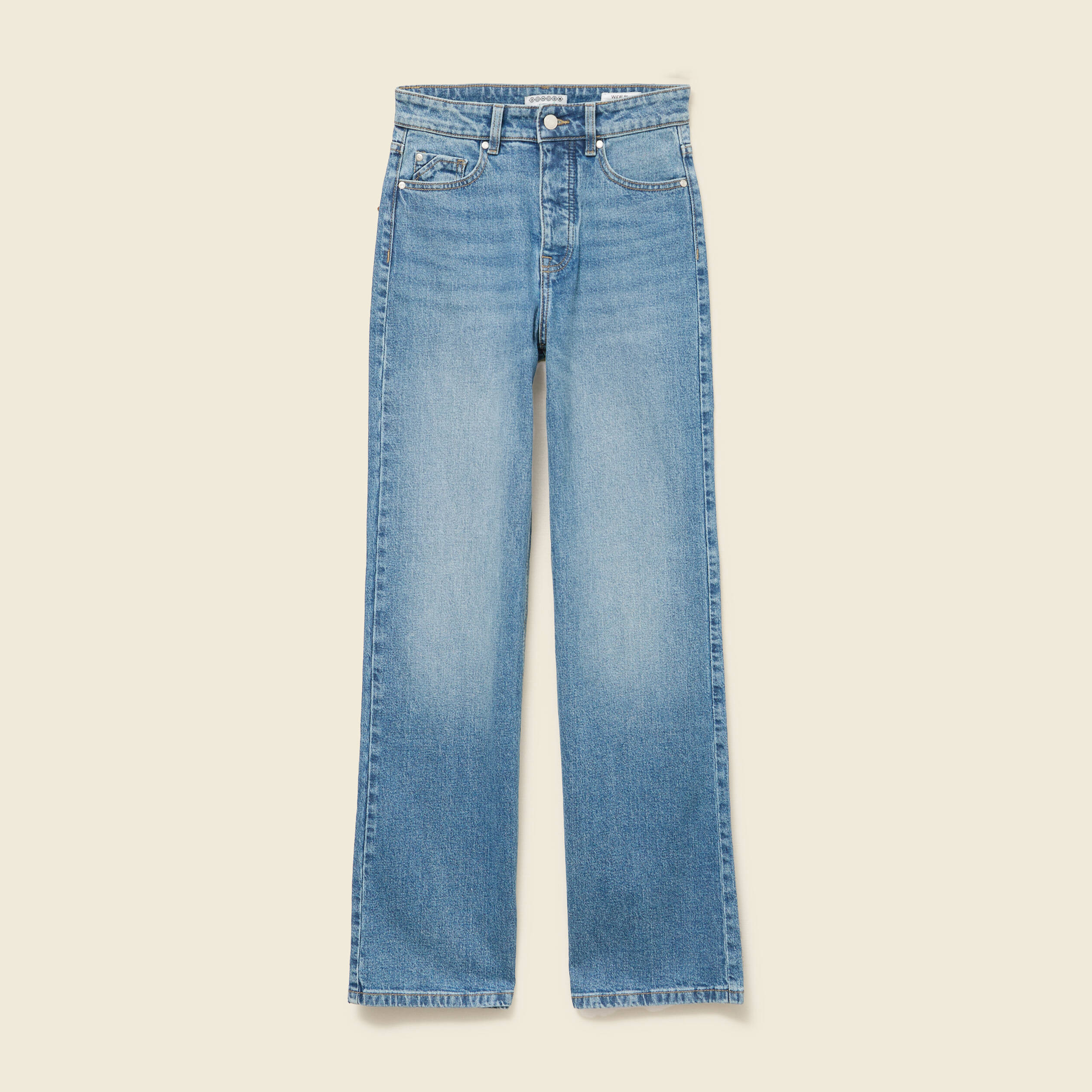 Jeans large taille haute denim stone femme