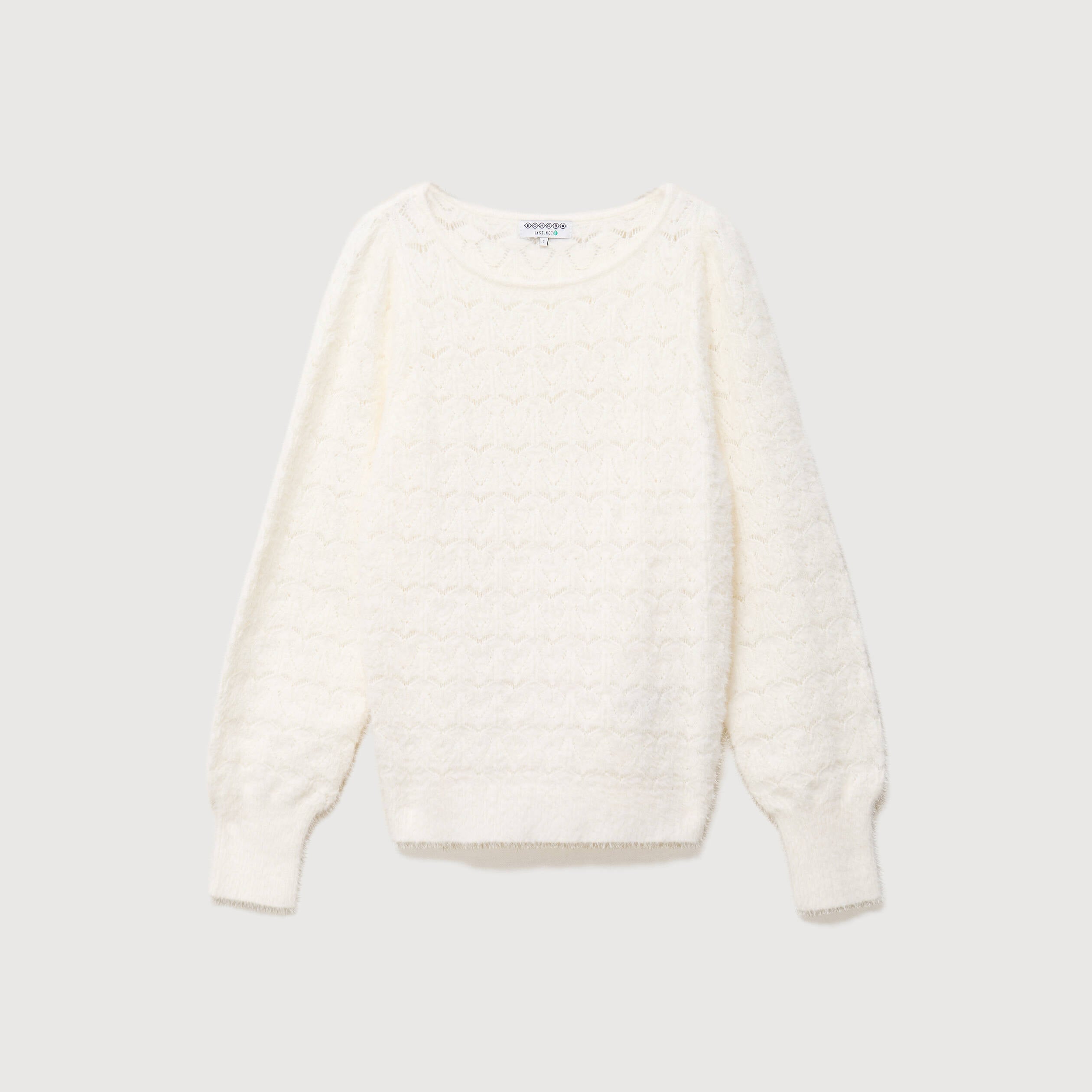 Pull manches longues col bateau ecru femme