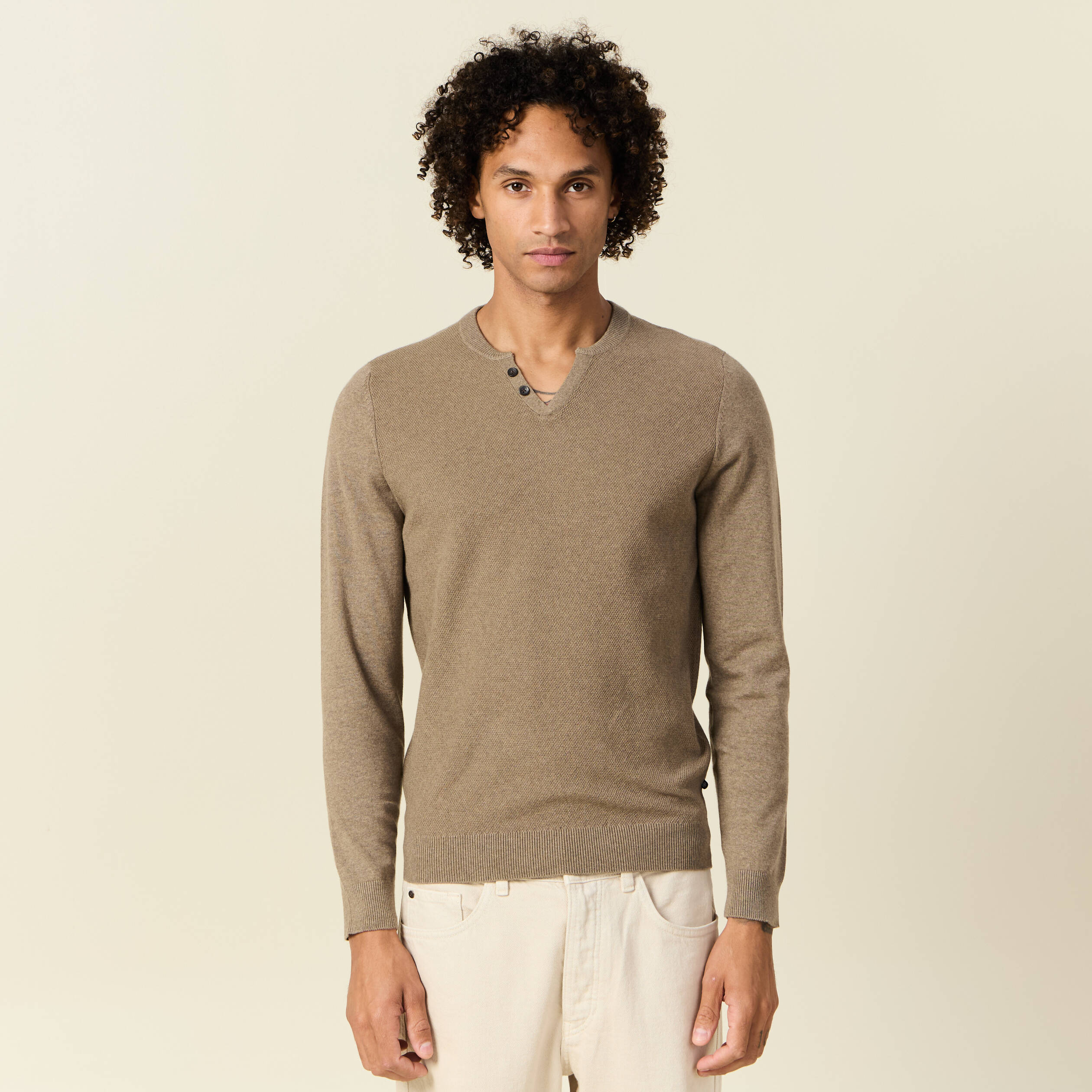 pull manches longues taupe homme Pull manches longues taupe homme