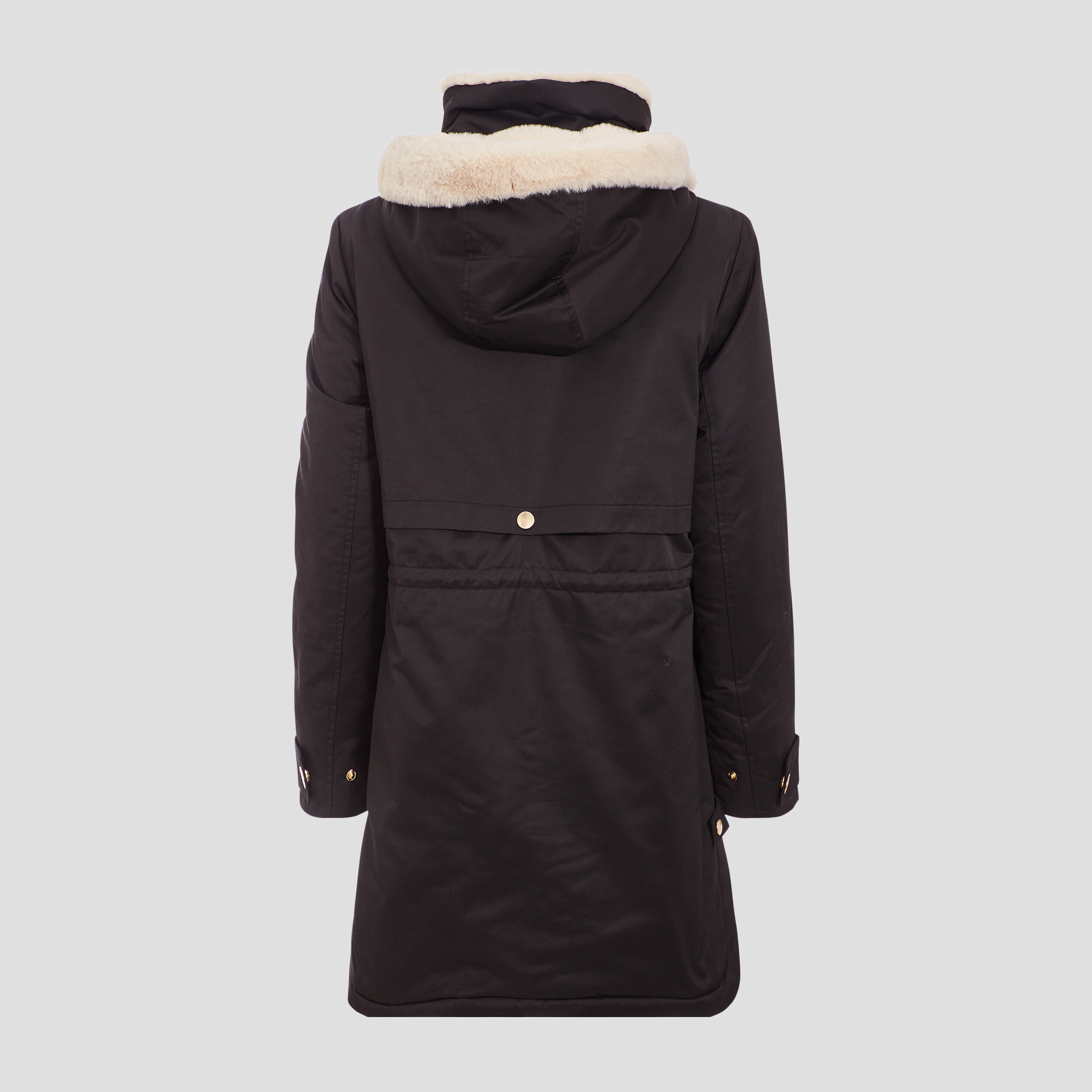 Parka droite &agrave; capuche noir femme