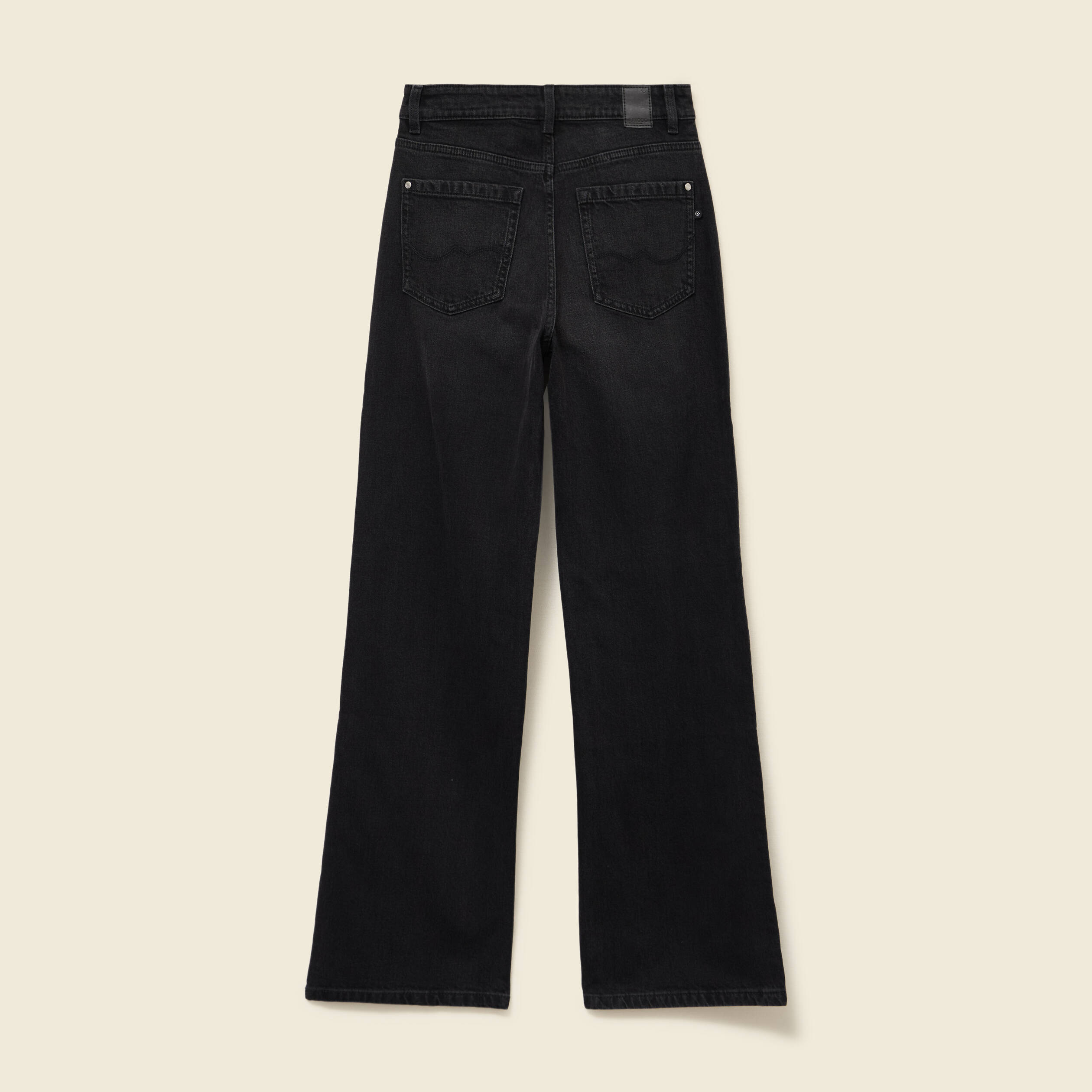 jeans large taille haute denim noir femme Jeans large taille haute denim noir femme