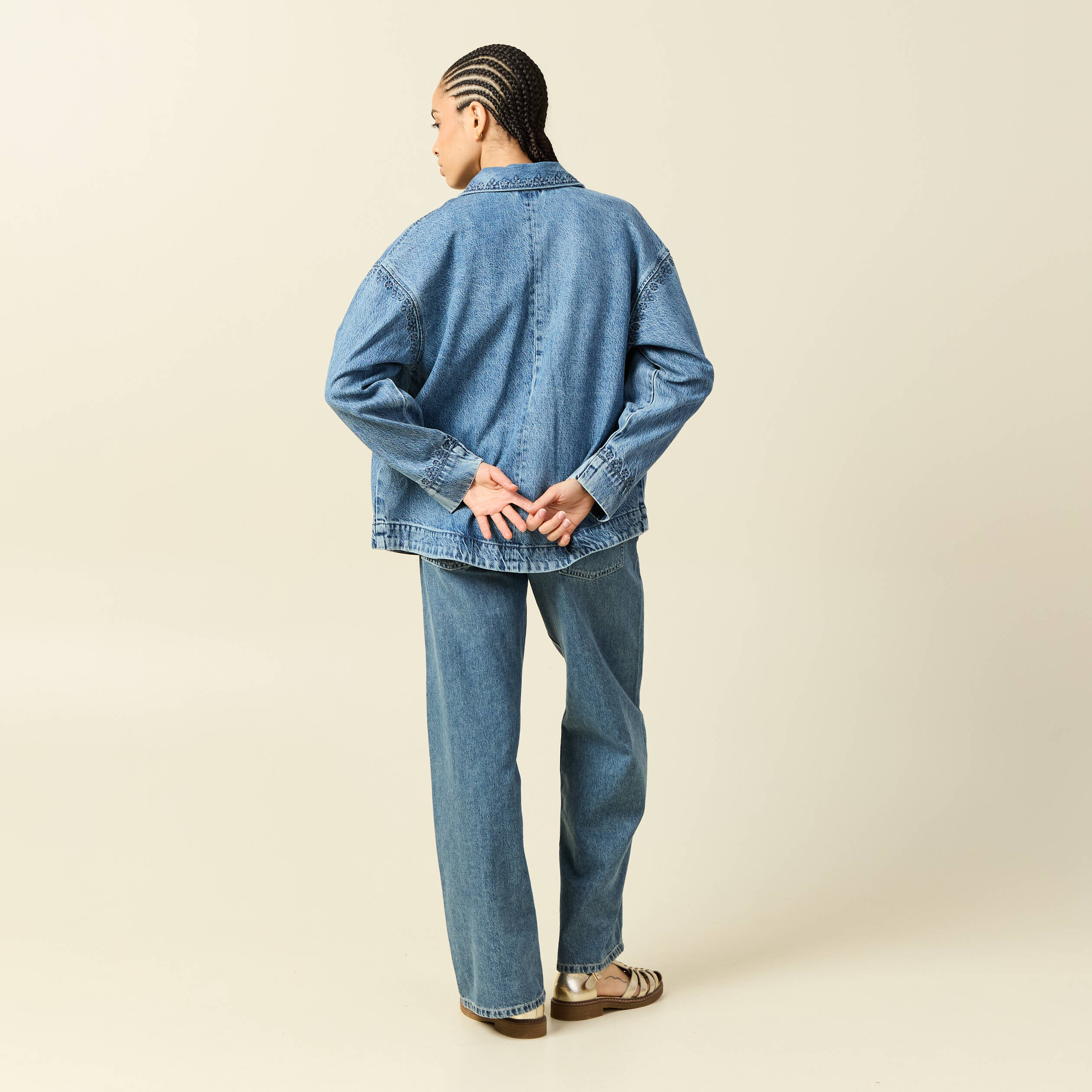 Surchemise en jeans manches longues denim dirty femme