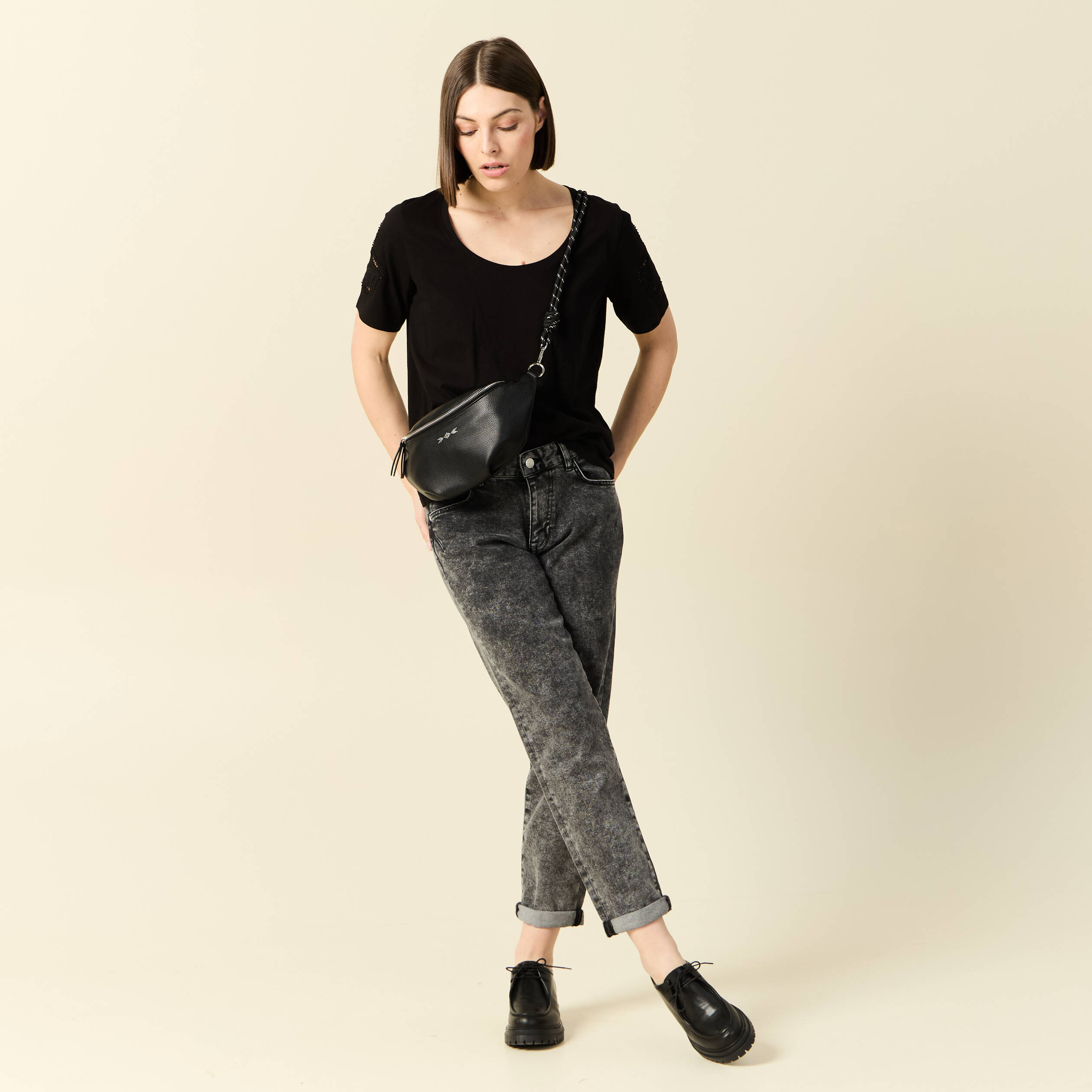 jeans girlfriend 5 poches denim snow gris femme Jeans girlfriend 5 poches denim snow gris femme