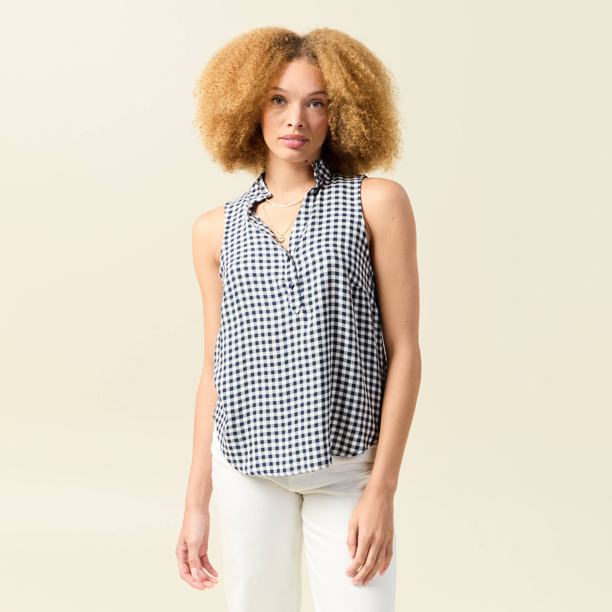 top sans manches fluide bleu marine femme Top sans manches fluide bleu marine femme