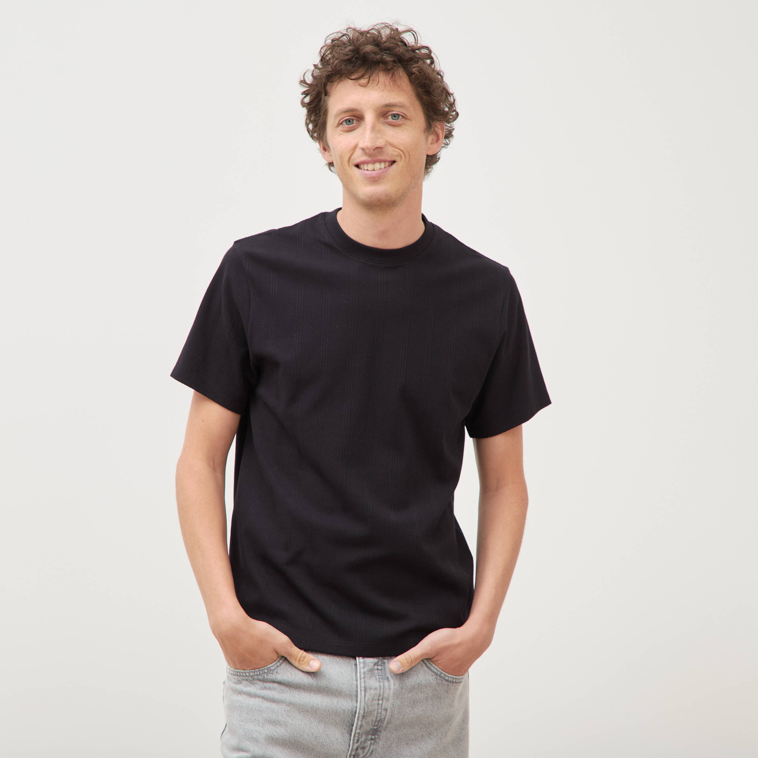 T-shirt en coton manches courtes noir homme