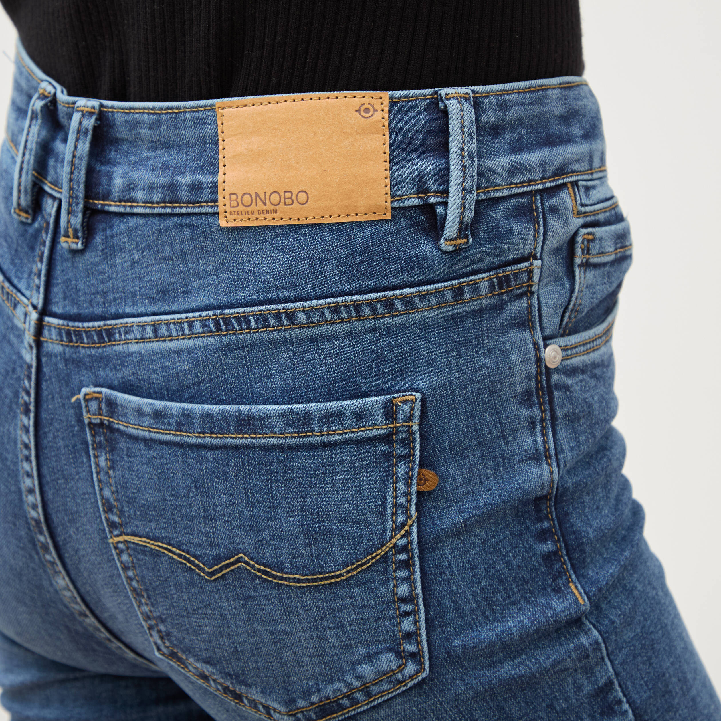 Jeans bootcut taille haute denim stone femme