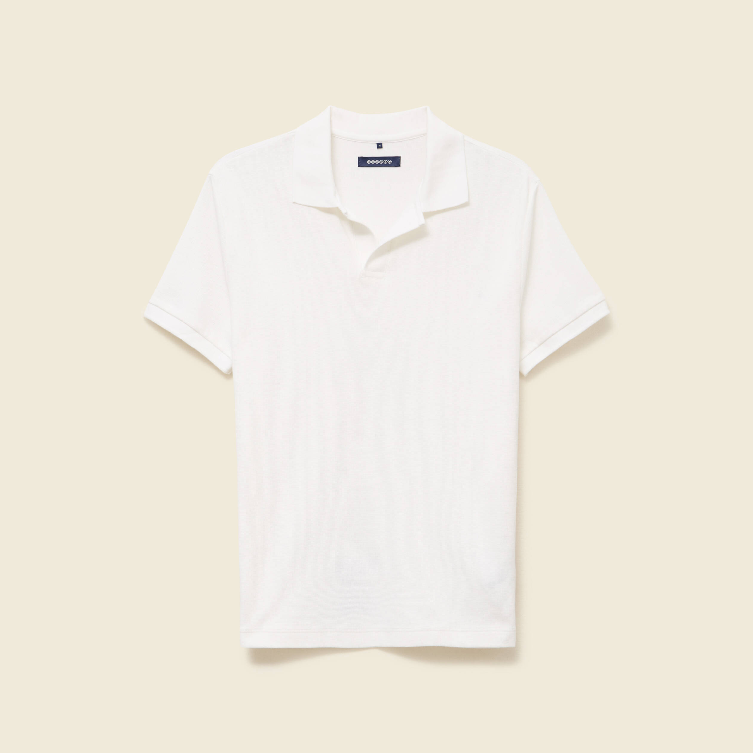 polo cintre col cubain manches courtes blanc homme Polo cintré col cubain manches courtes blanc homme