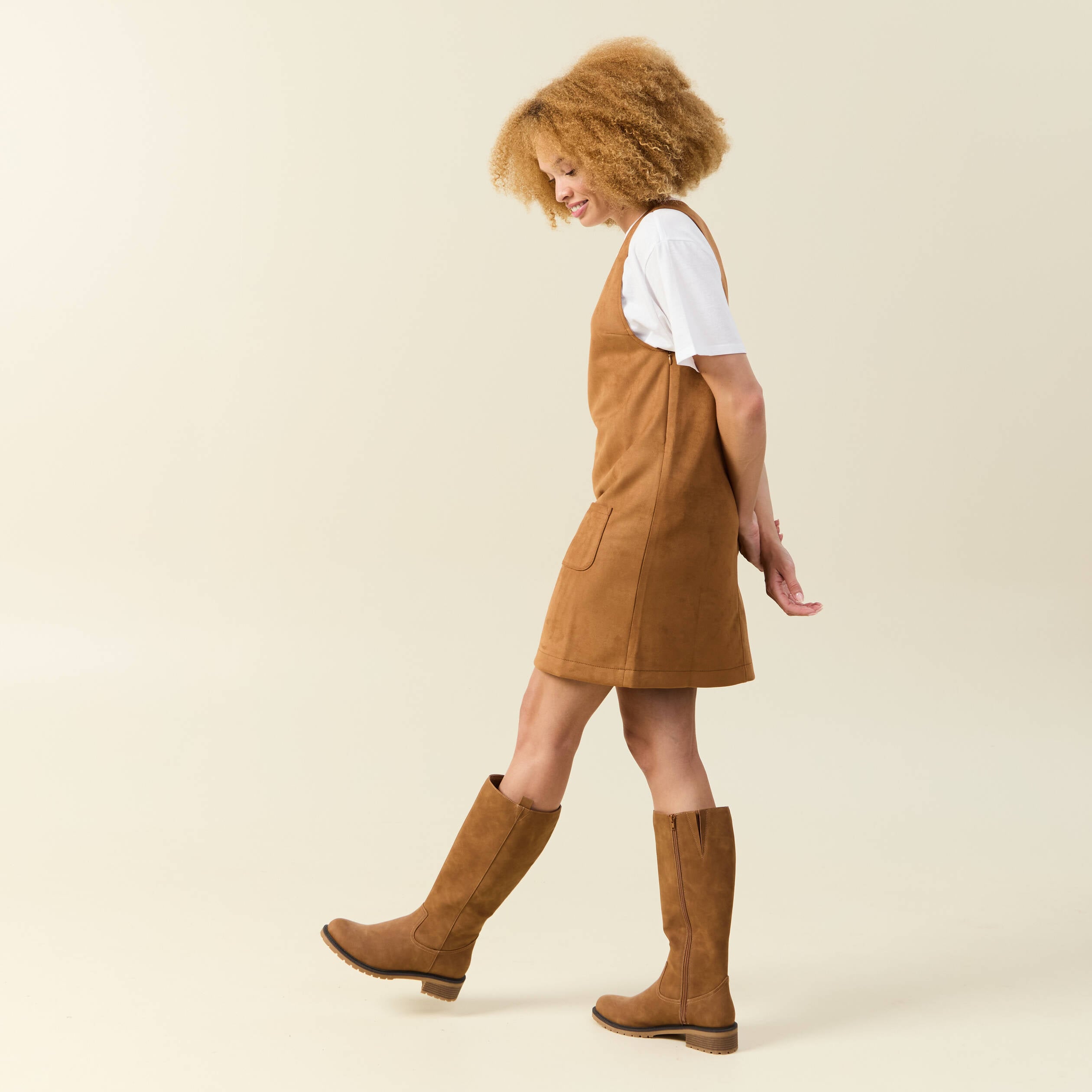 Robe manches tr&egrave;s courtes marron femme
