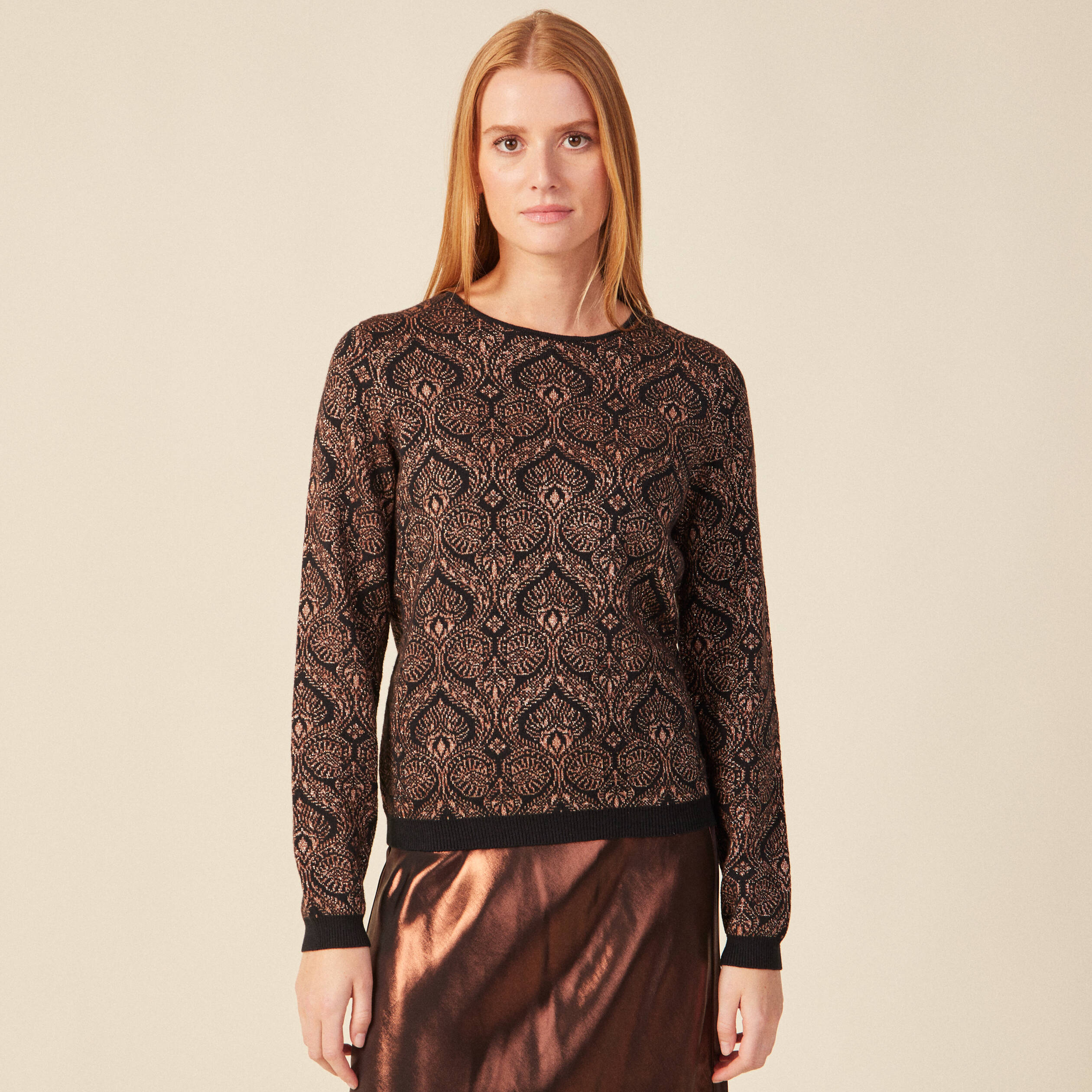 Pull manches longues rouge foncé femme