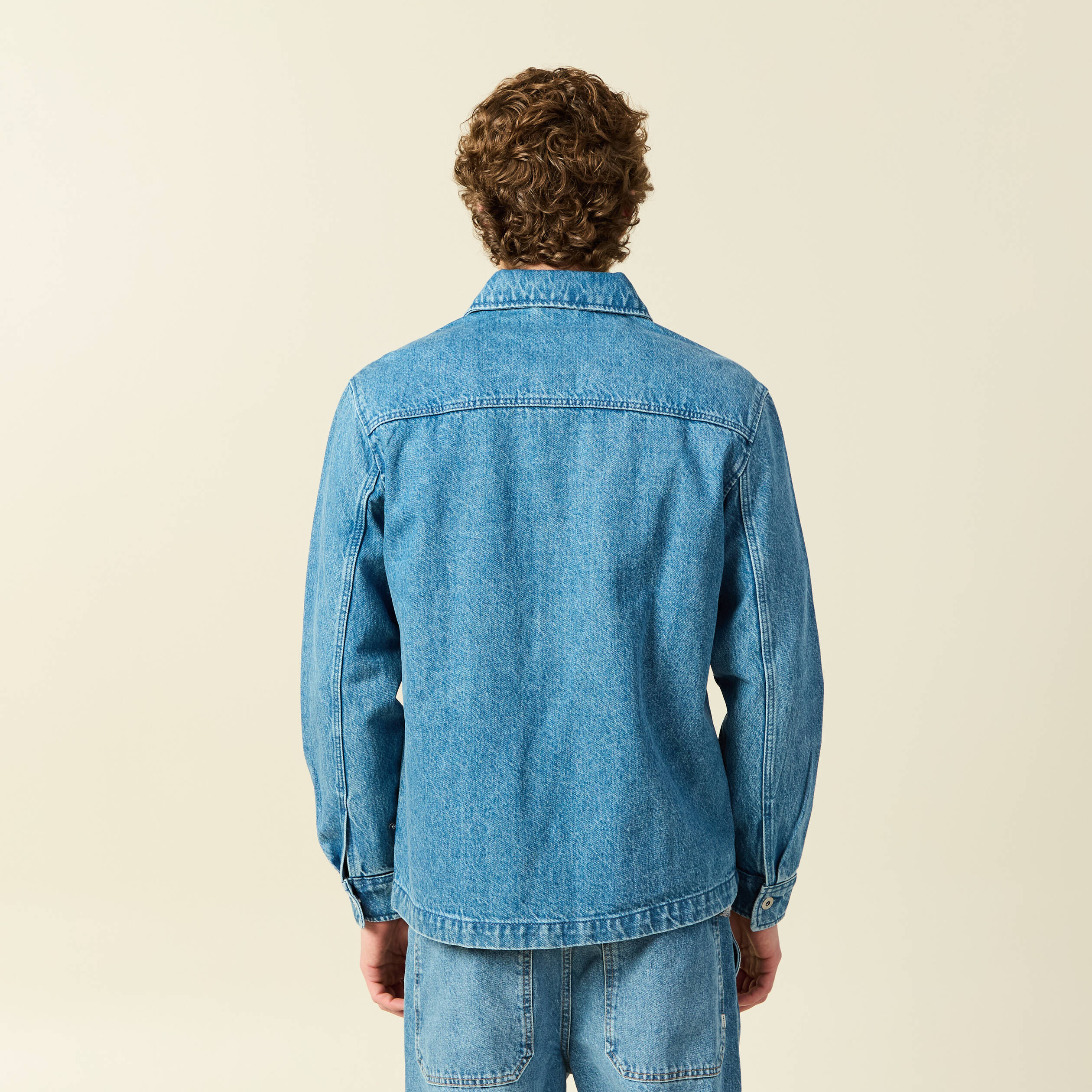 Surchemise en jeans coton coupe droite denim double stone homme