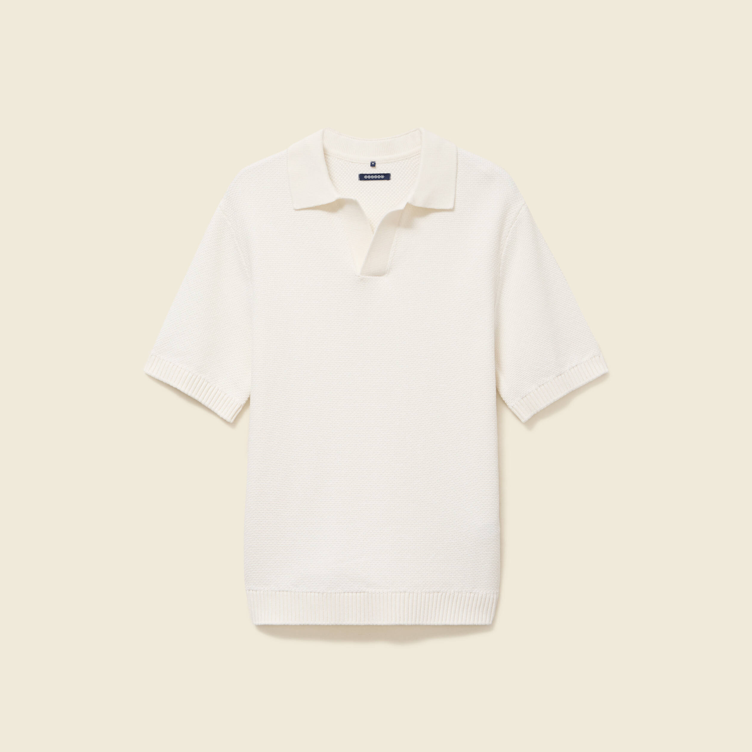 Polo ample col cubain manches courtes ecru homme