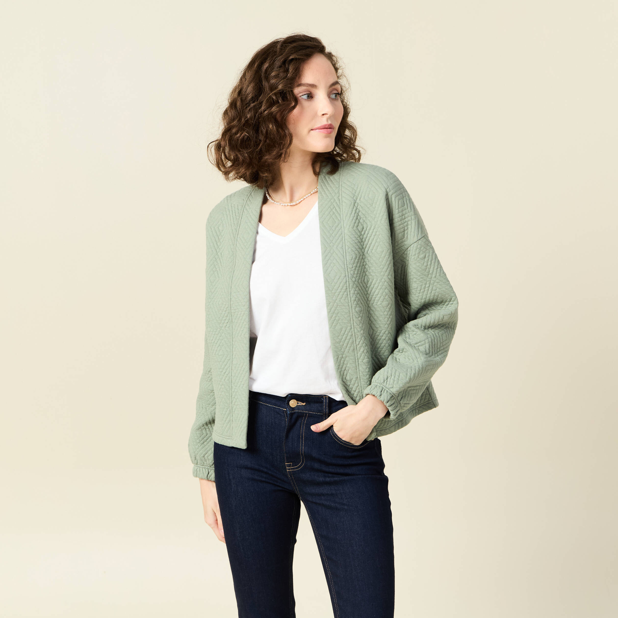 gilet manches longues vert kaki femme Gilet manches longues vert kaki femme