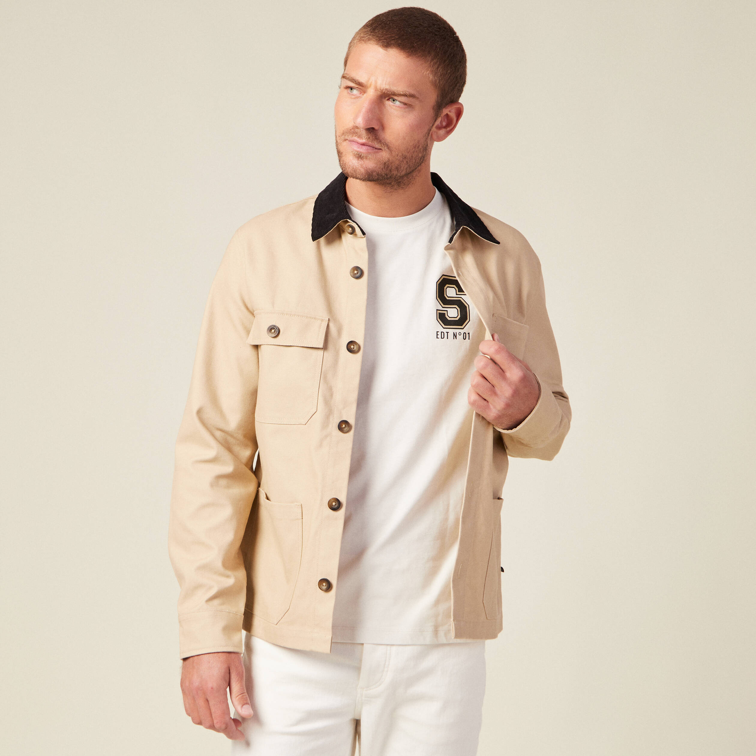 Veste velours beige homme