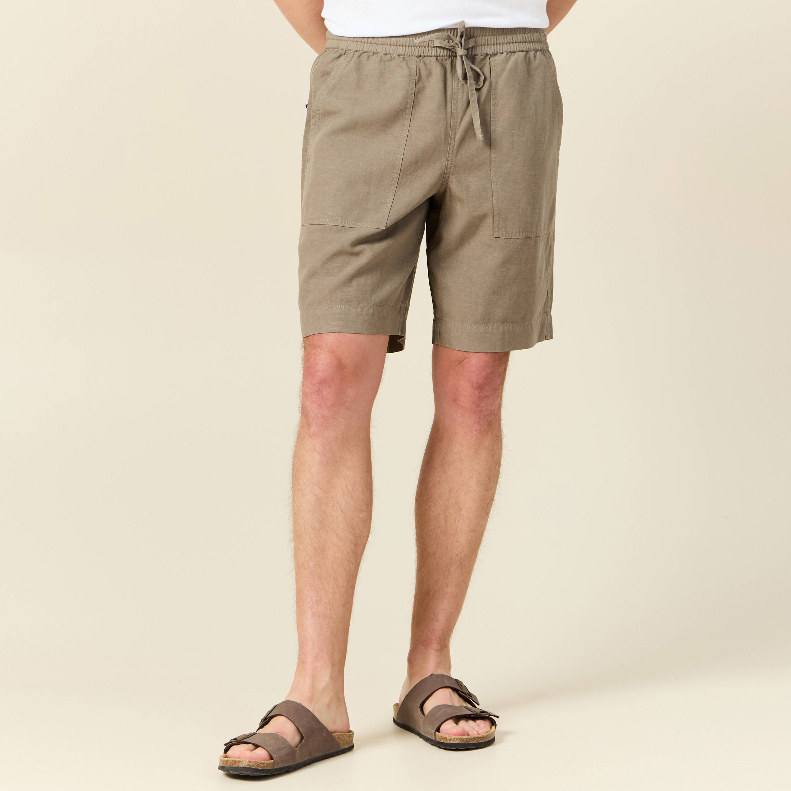 short droit a coulisse vert kaki homme Short droit à coulisse vert kaki homme