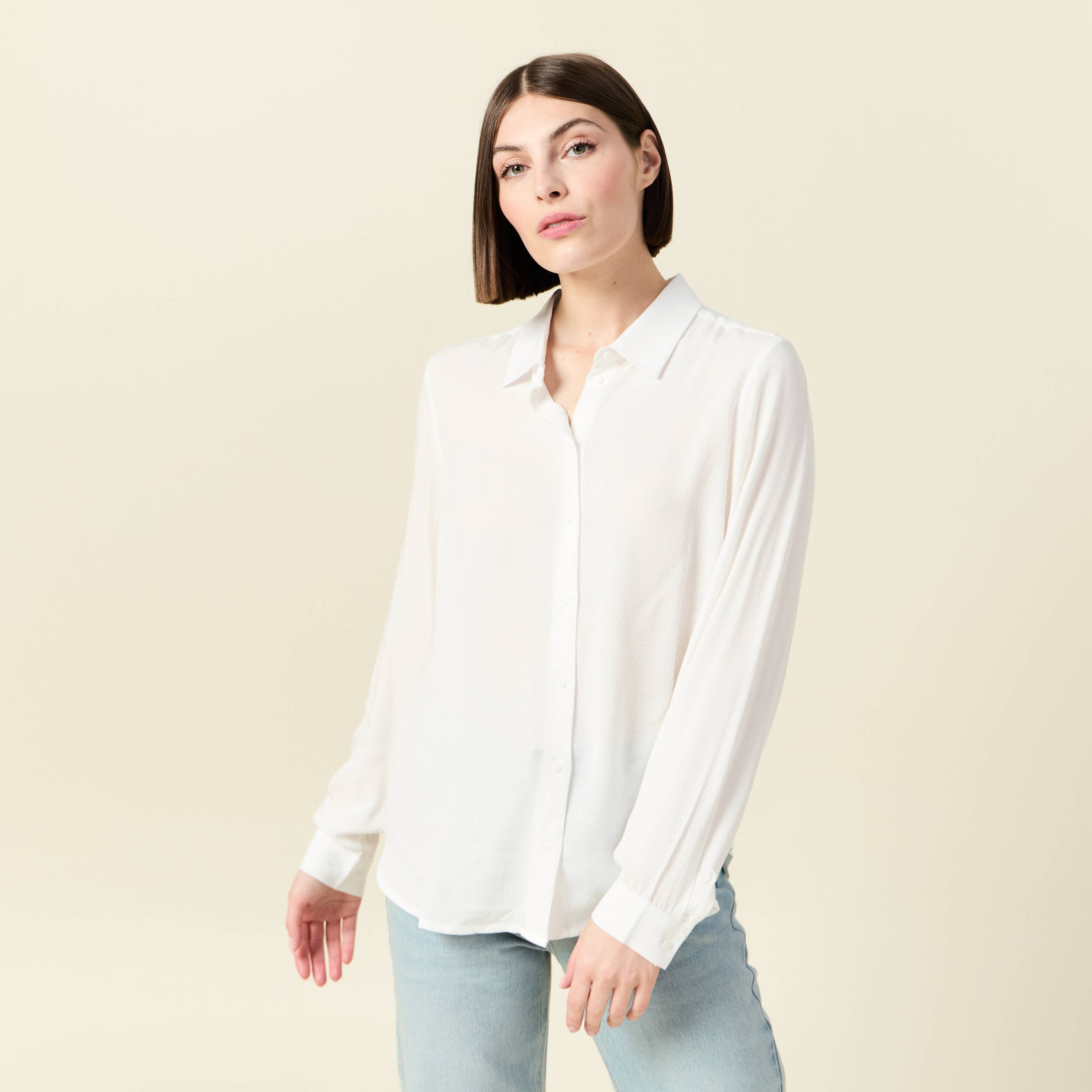 chemise manches longues fluide blanc femme Chemise manches longues fluide blanc femme