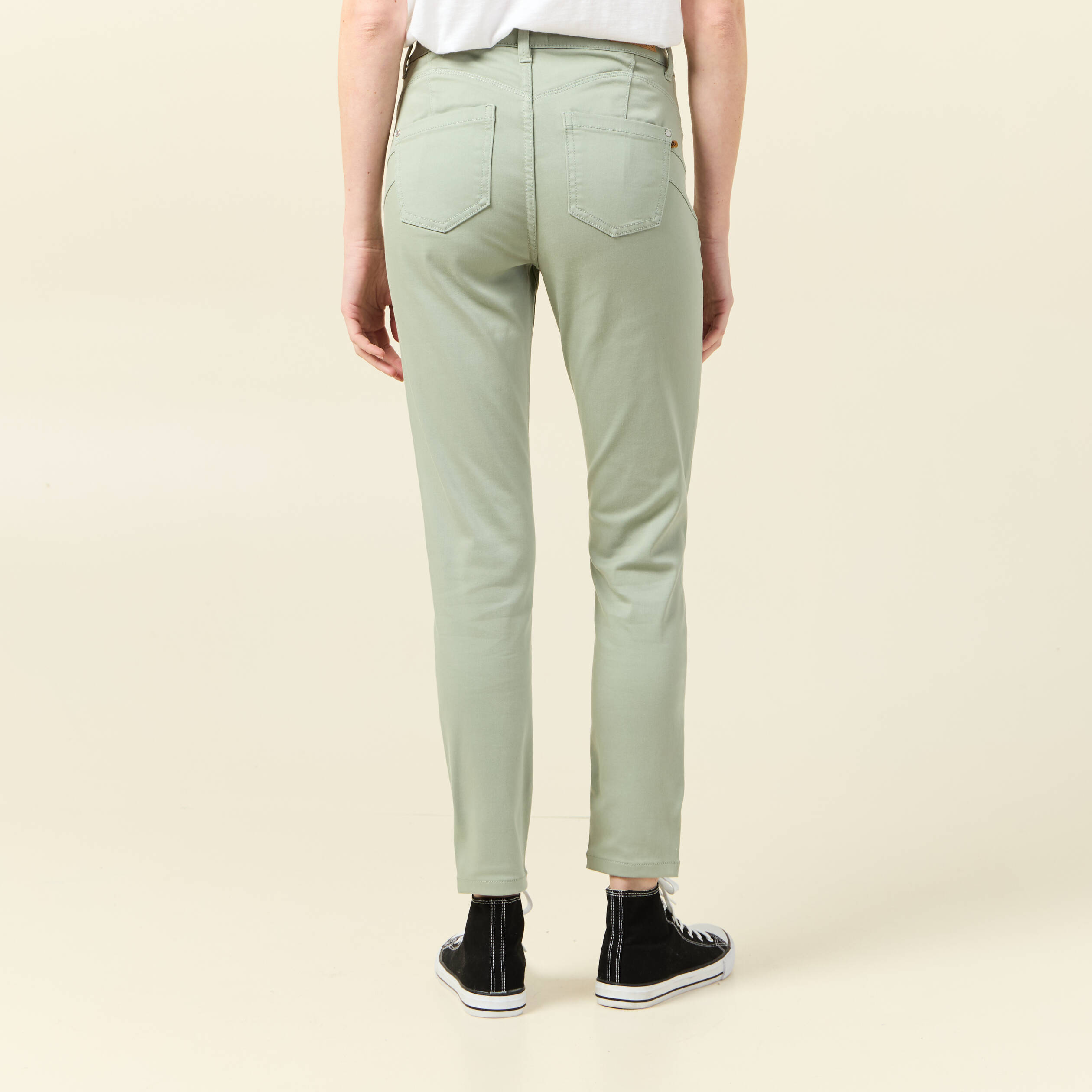 pantalon skinny push up 78eme vert olive femme Pantalon skinny push-up 7/8ème vert olive femme