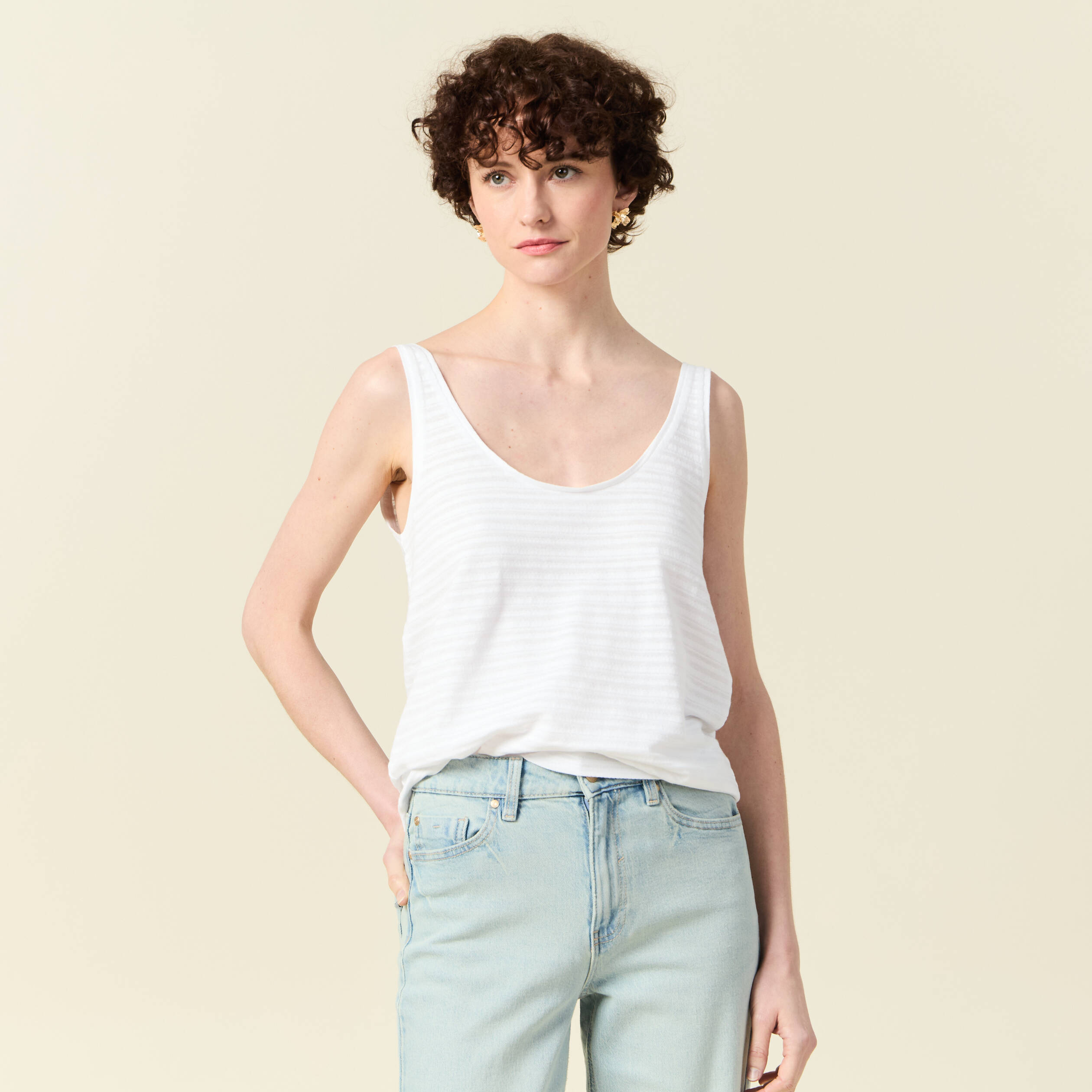 debardeur sans manches blanc femme Débardeur sans manches blanc femme