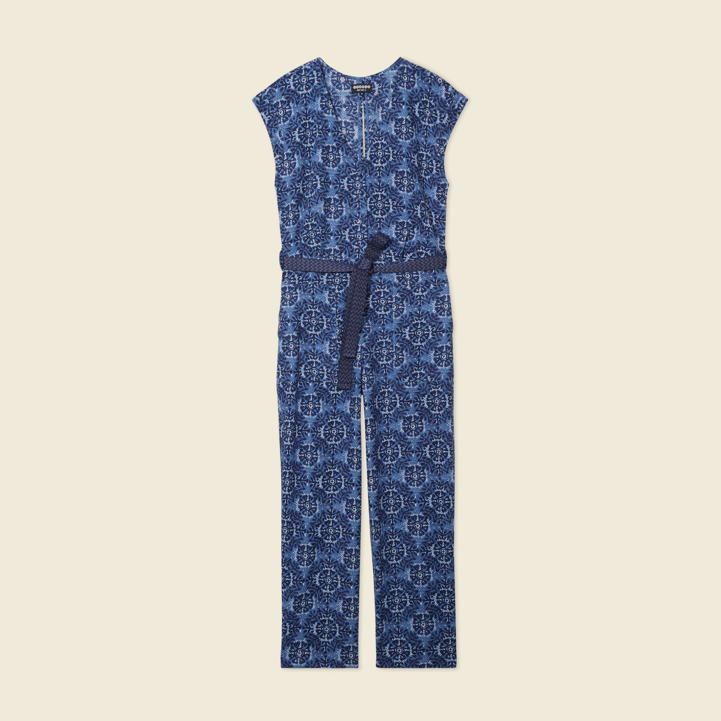 Combinaison salopette manches courtes bleu femme